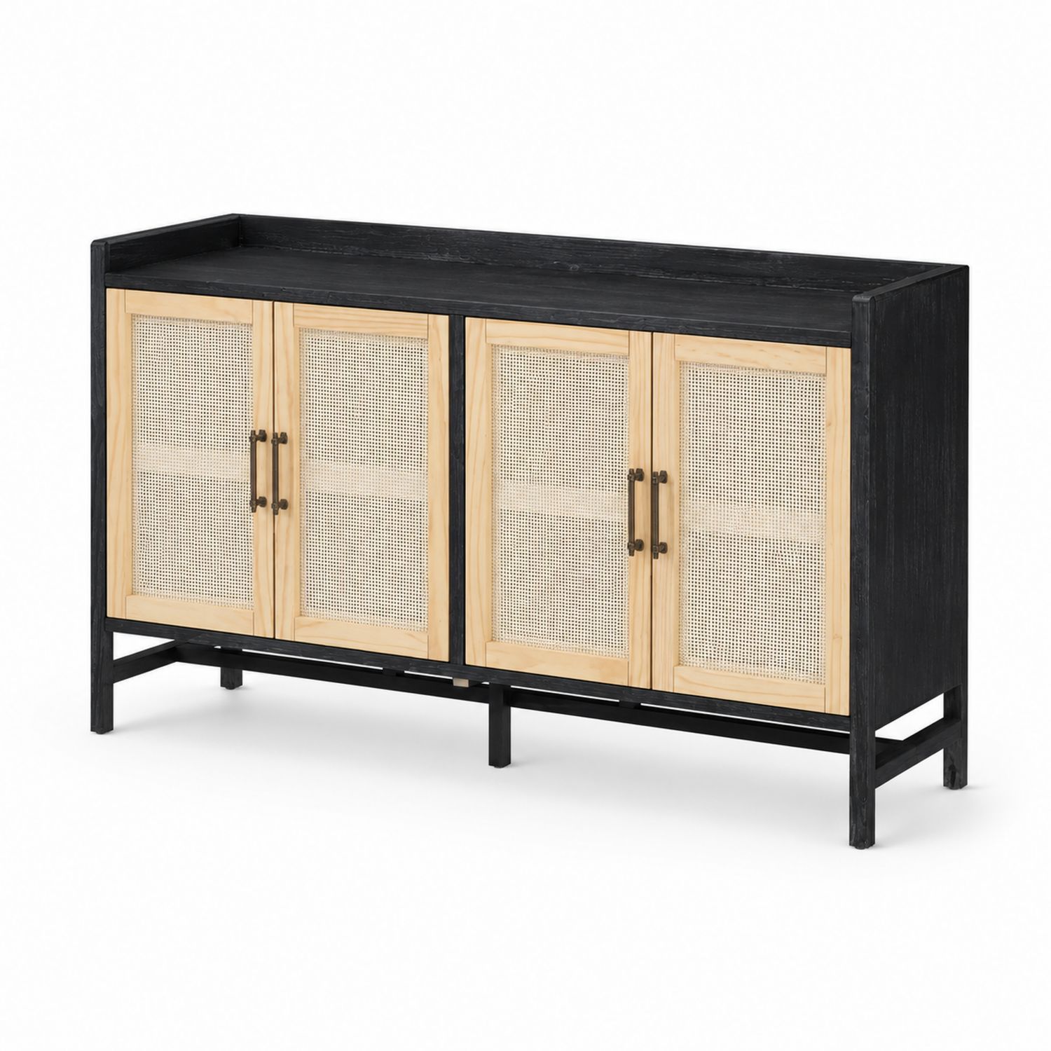 Buffet en bois et métal avec canne 4 portes