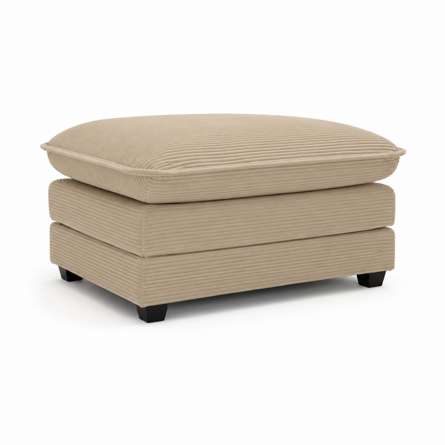 Repose-pieds en velours côtelé Beige et bois massif