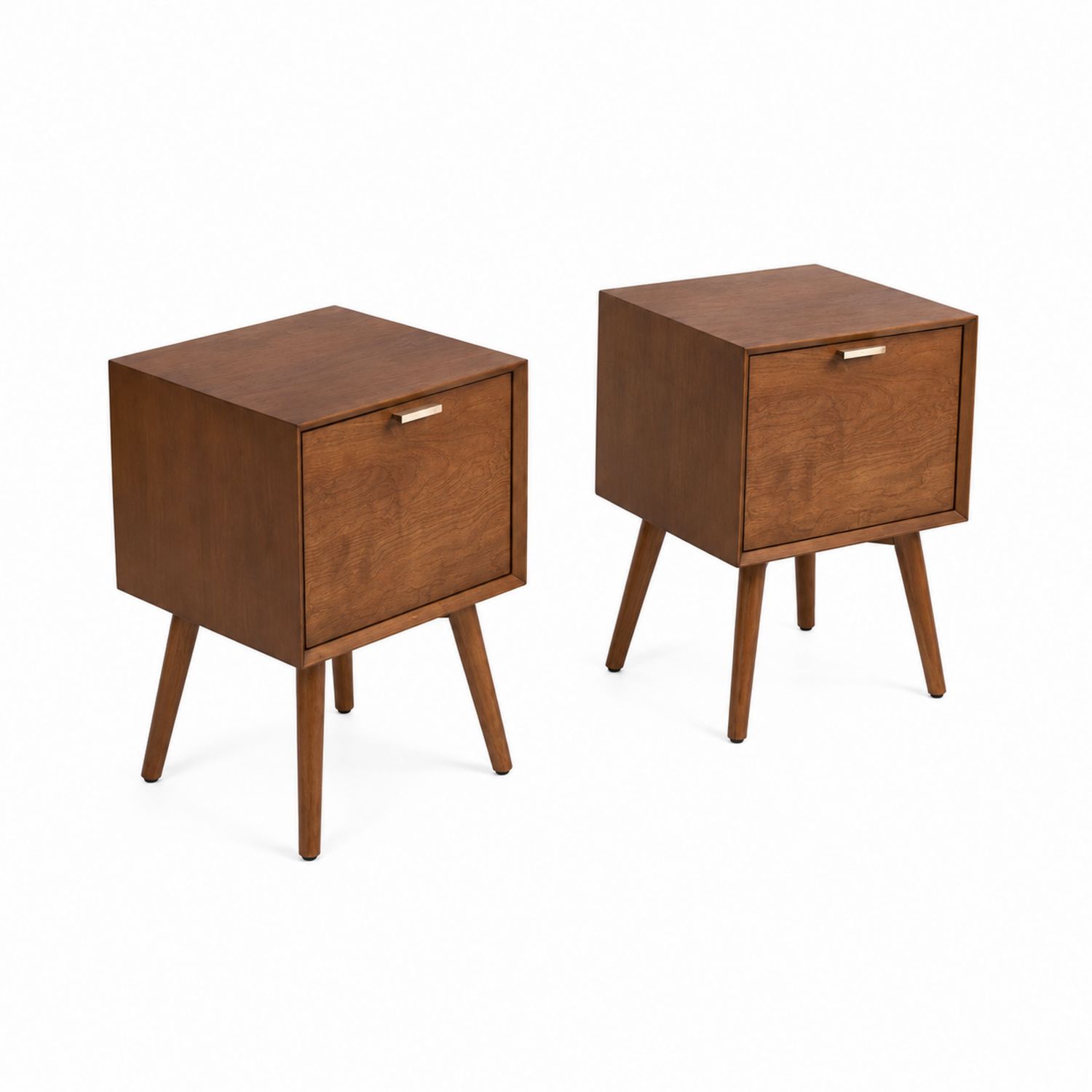 Tables de chevet en bois massif avec tiroir, lot de 2