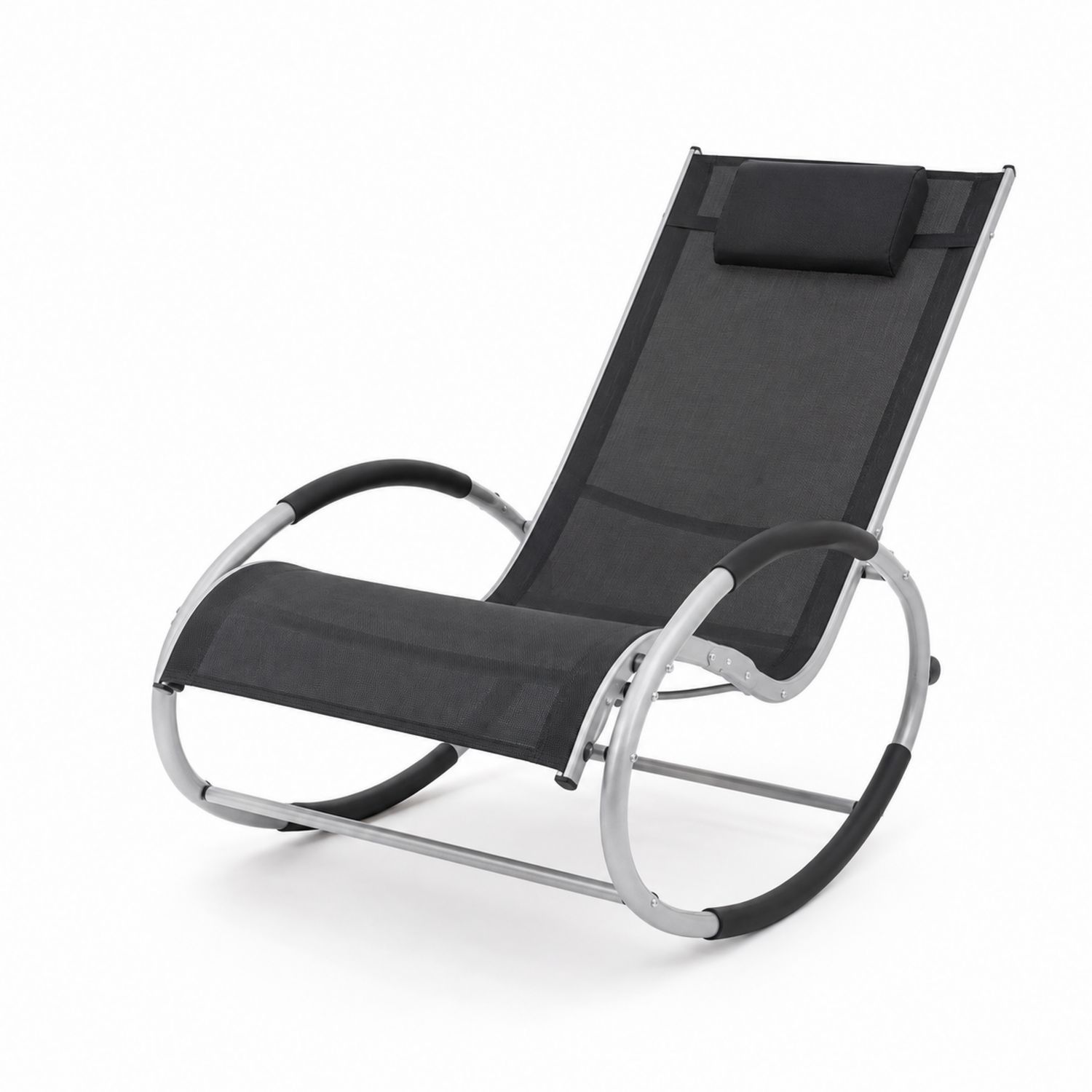 Chaise à bascule en métal et maille polyester Noir