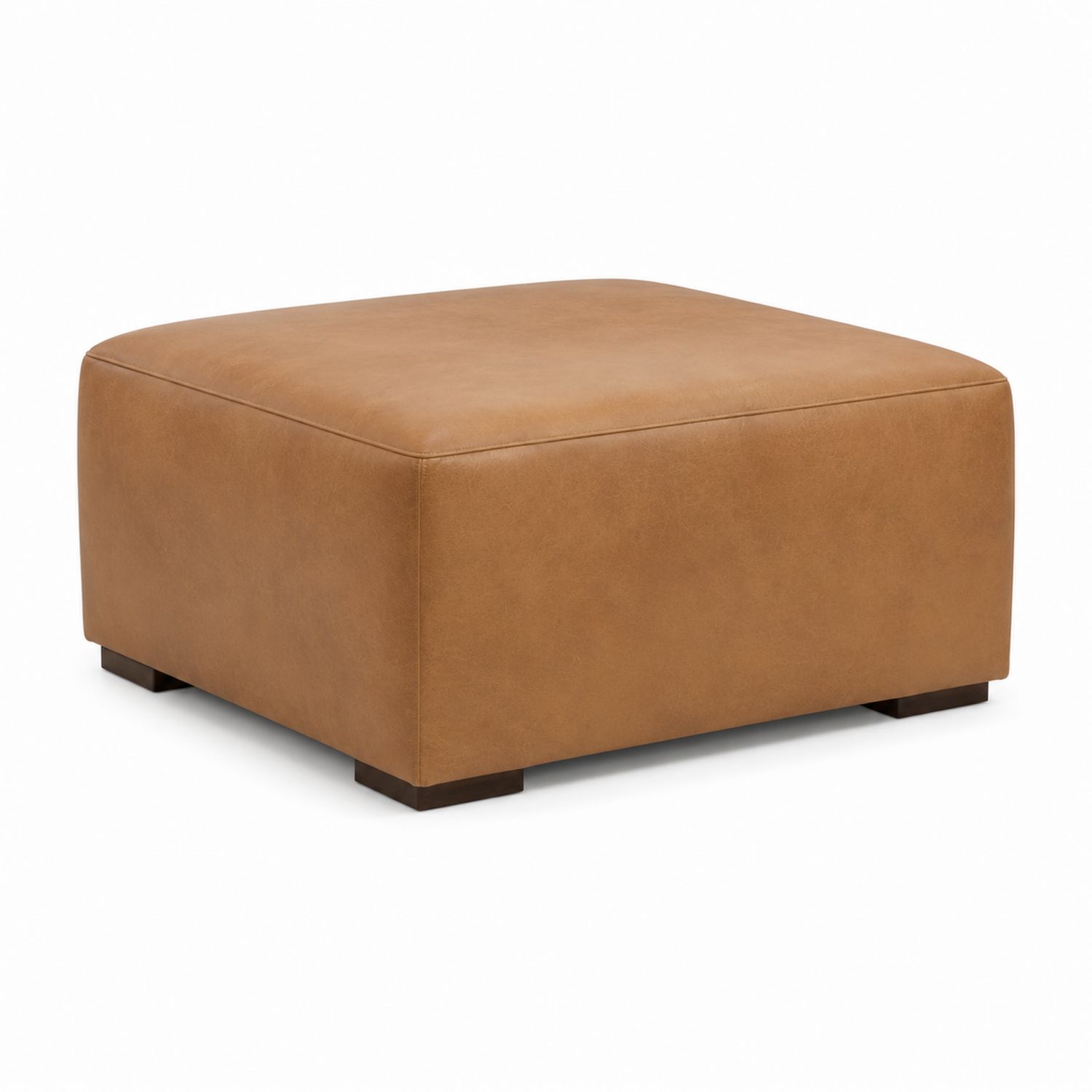Repose-pieds en cuir marron 70cm