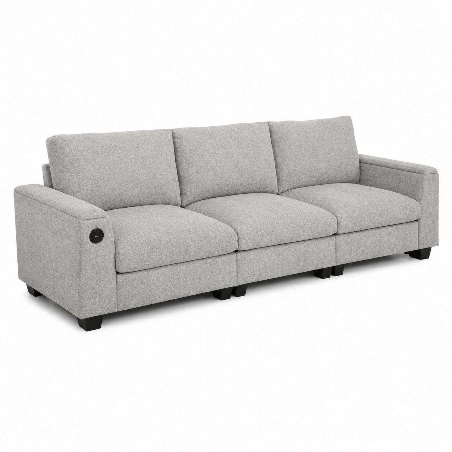 Canapé 3 Places en Tissu Gris avec Port de Charge