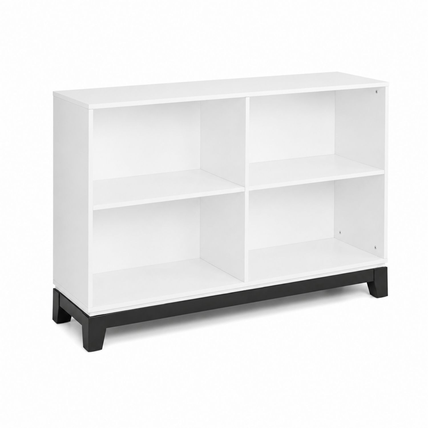 Étagère de bureau blanc 2 niveaux avec 4 compartiments en bois
