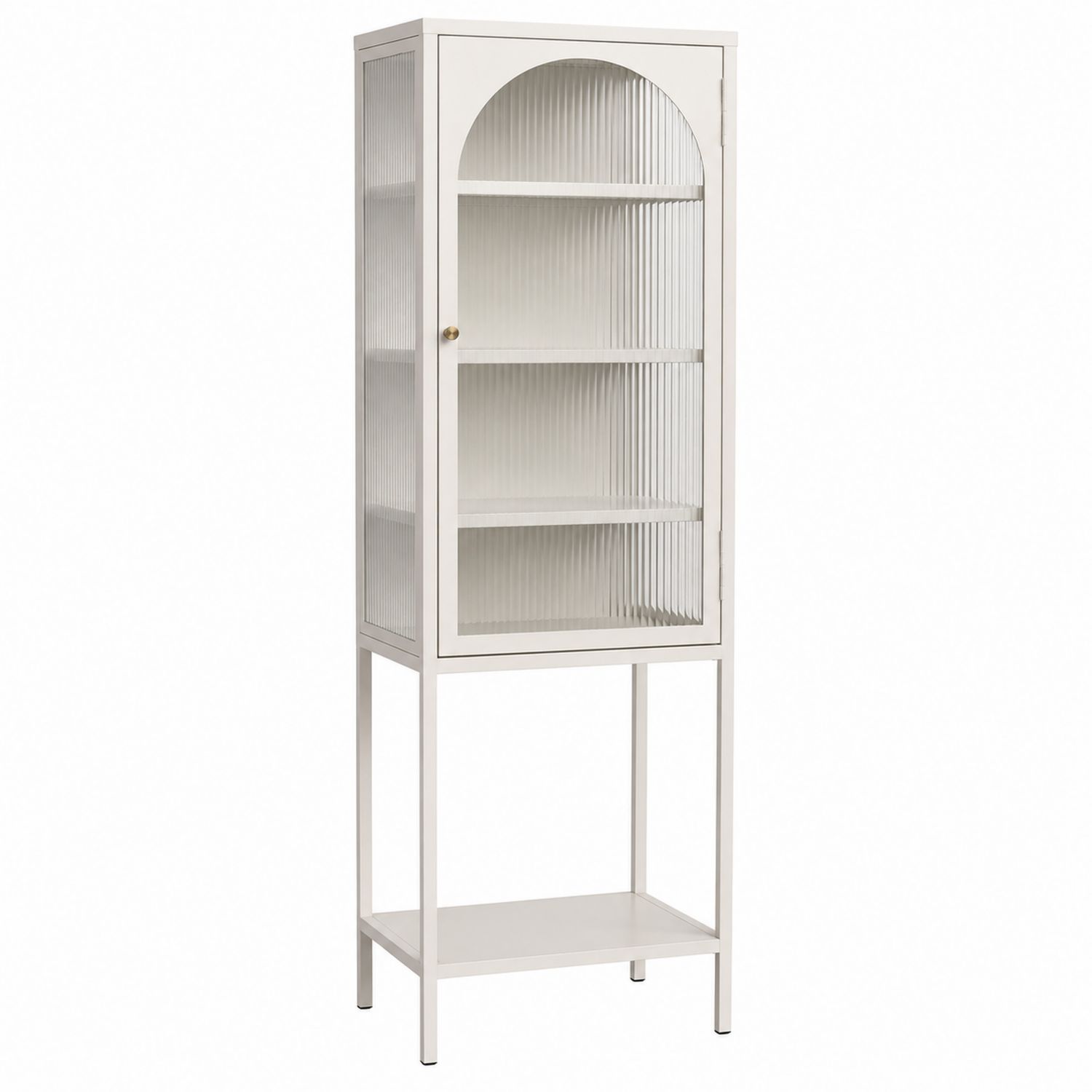 Armoire en Métal Blanc avec Portes en Verre Cannelé-Xeltrivare