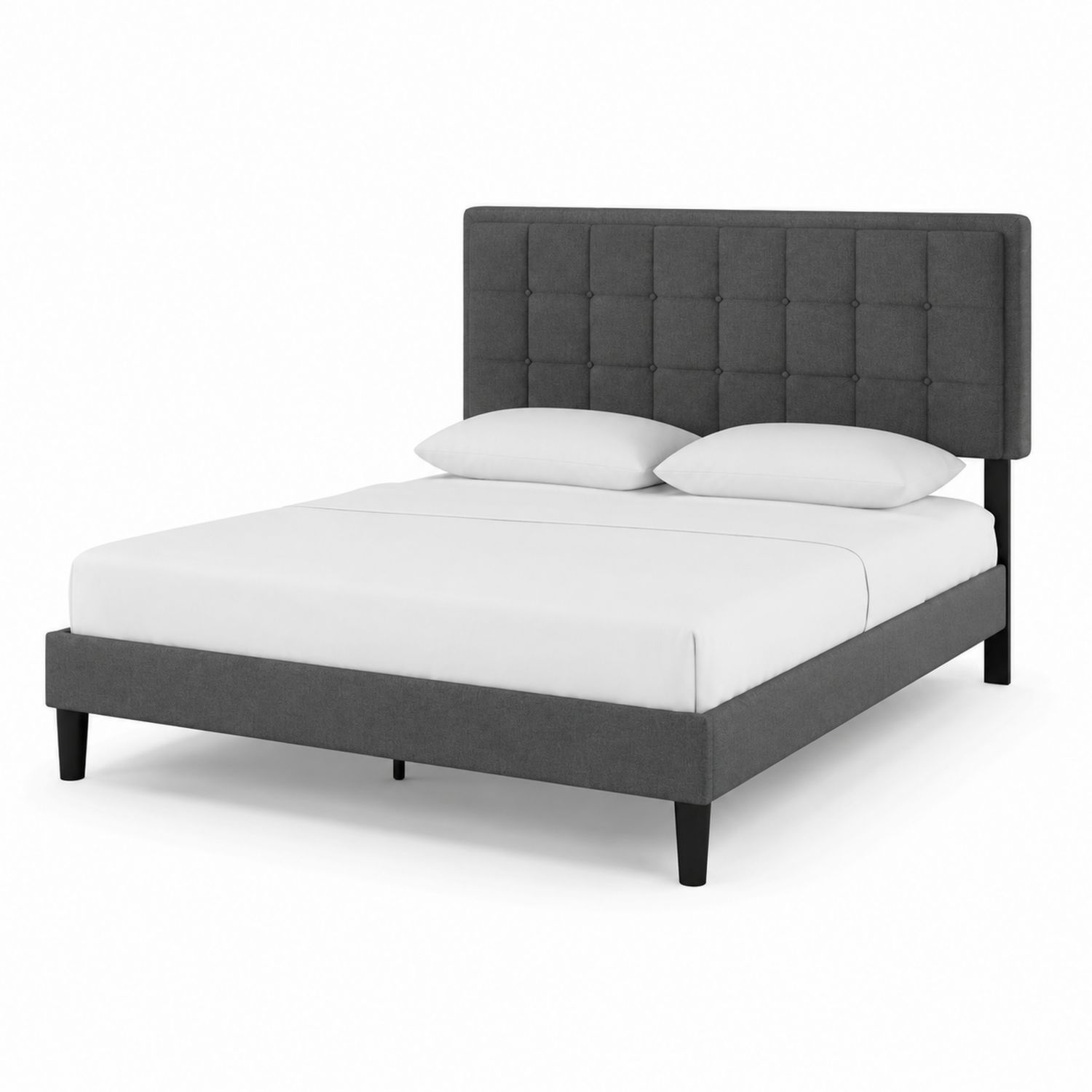 Lit double en tissu gris-Xeltrivare
