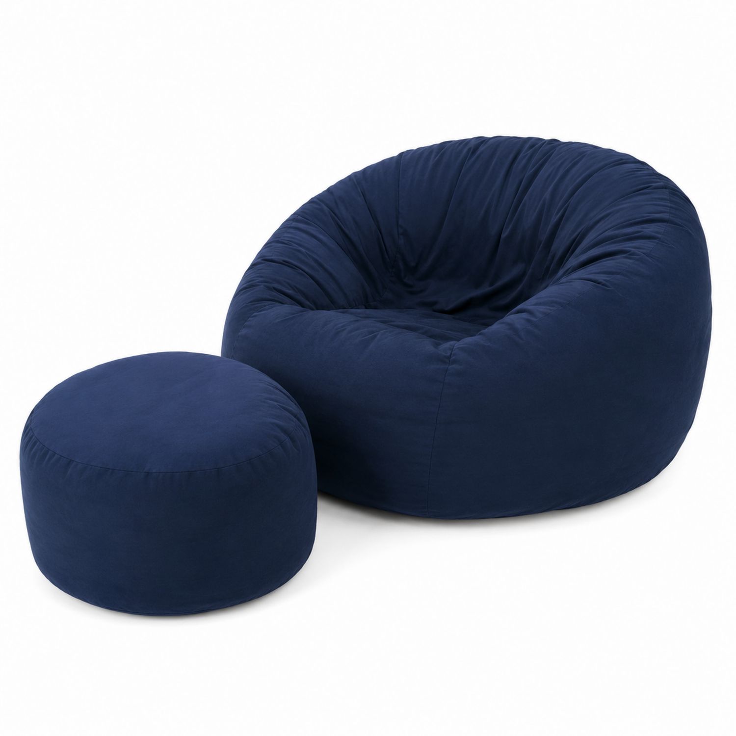 Fauteuil poire bleu avec repose-pieds en polyester-Xeltrivare