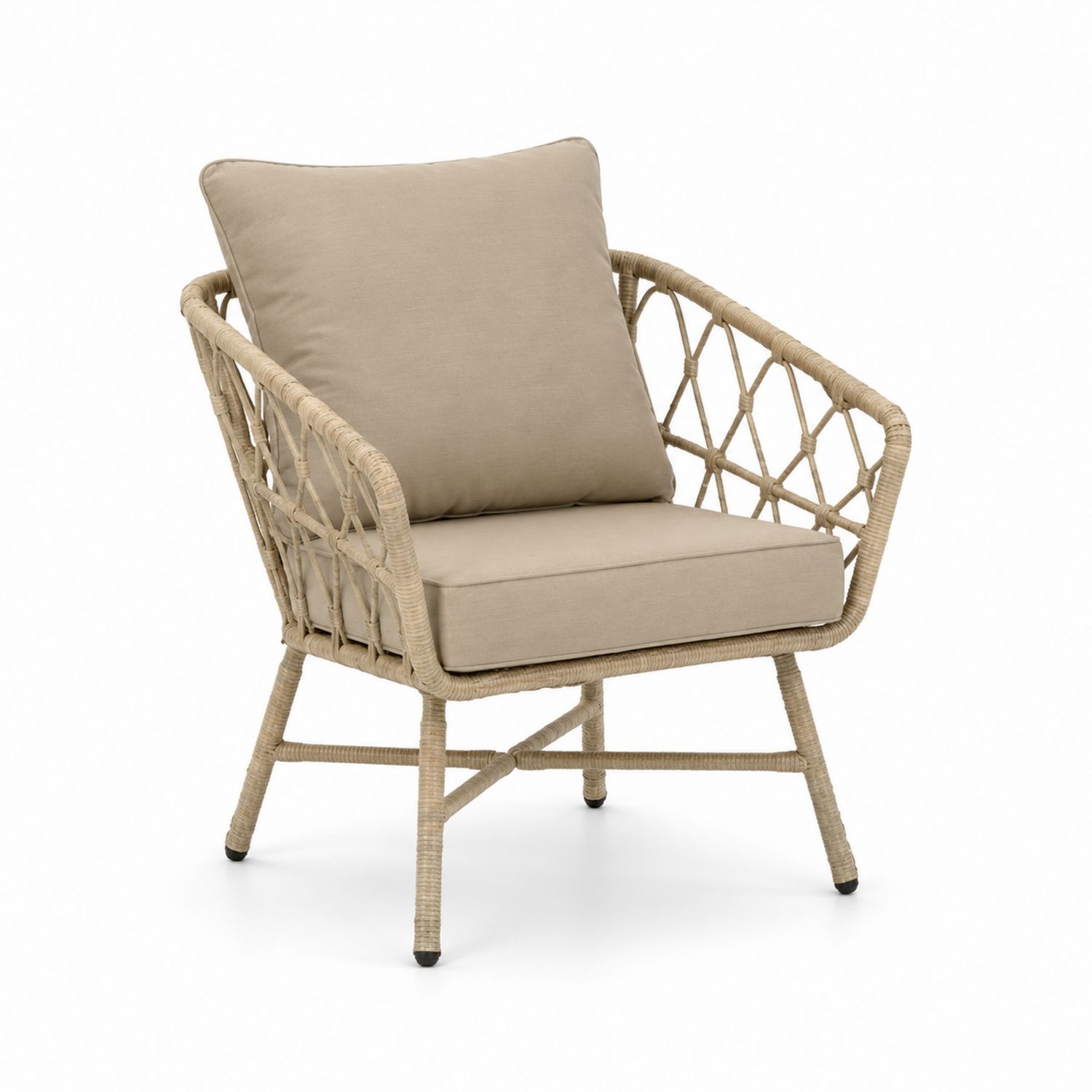 Chaise d'extérieur en rotin avec coussins polyester beige-Xeltrivare