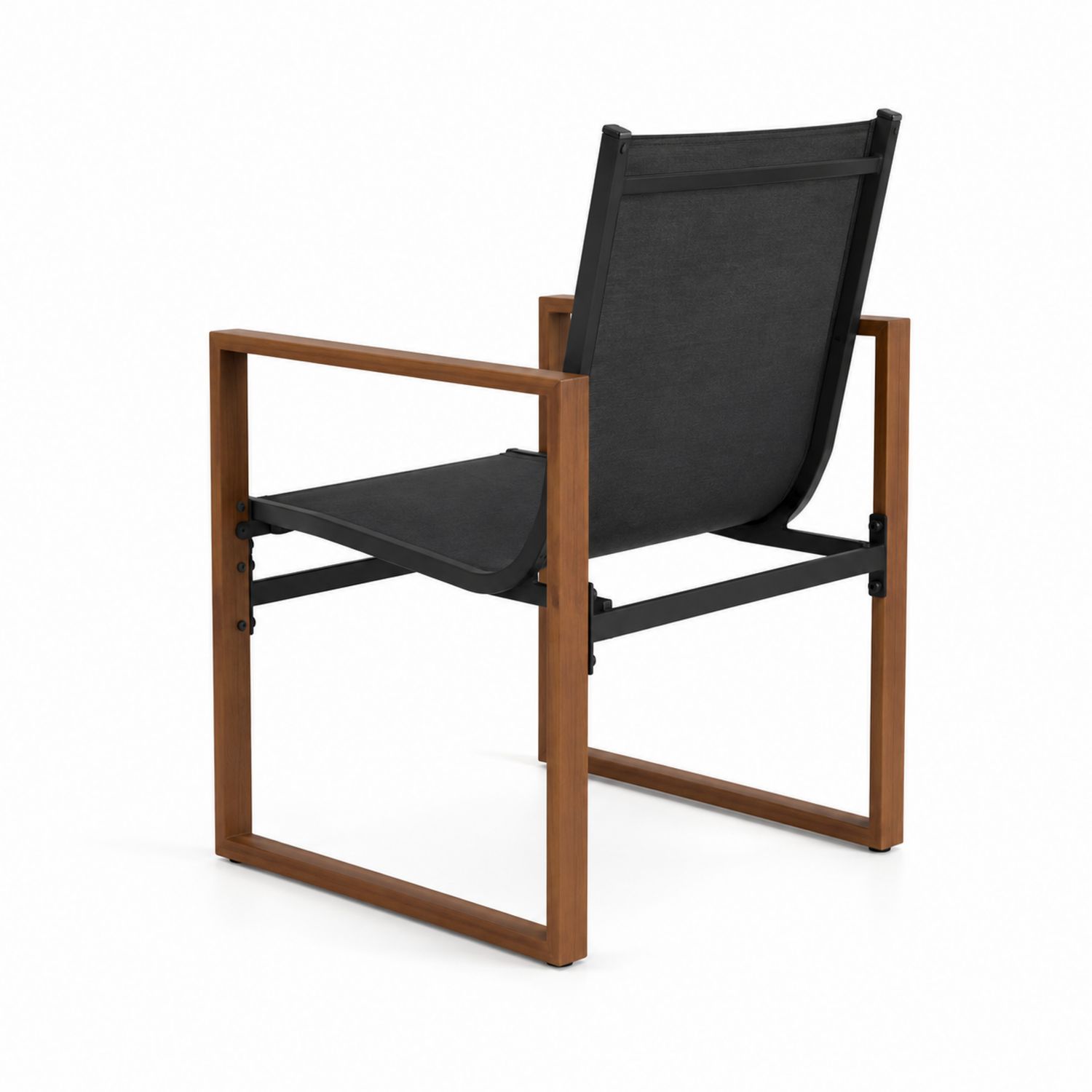 Chaise extérieure en bois avec assise en polyester noir-Xeltrivare