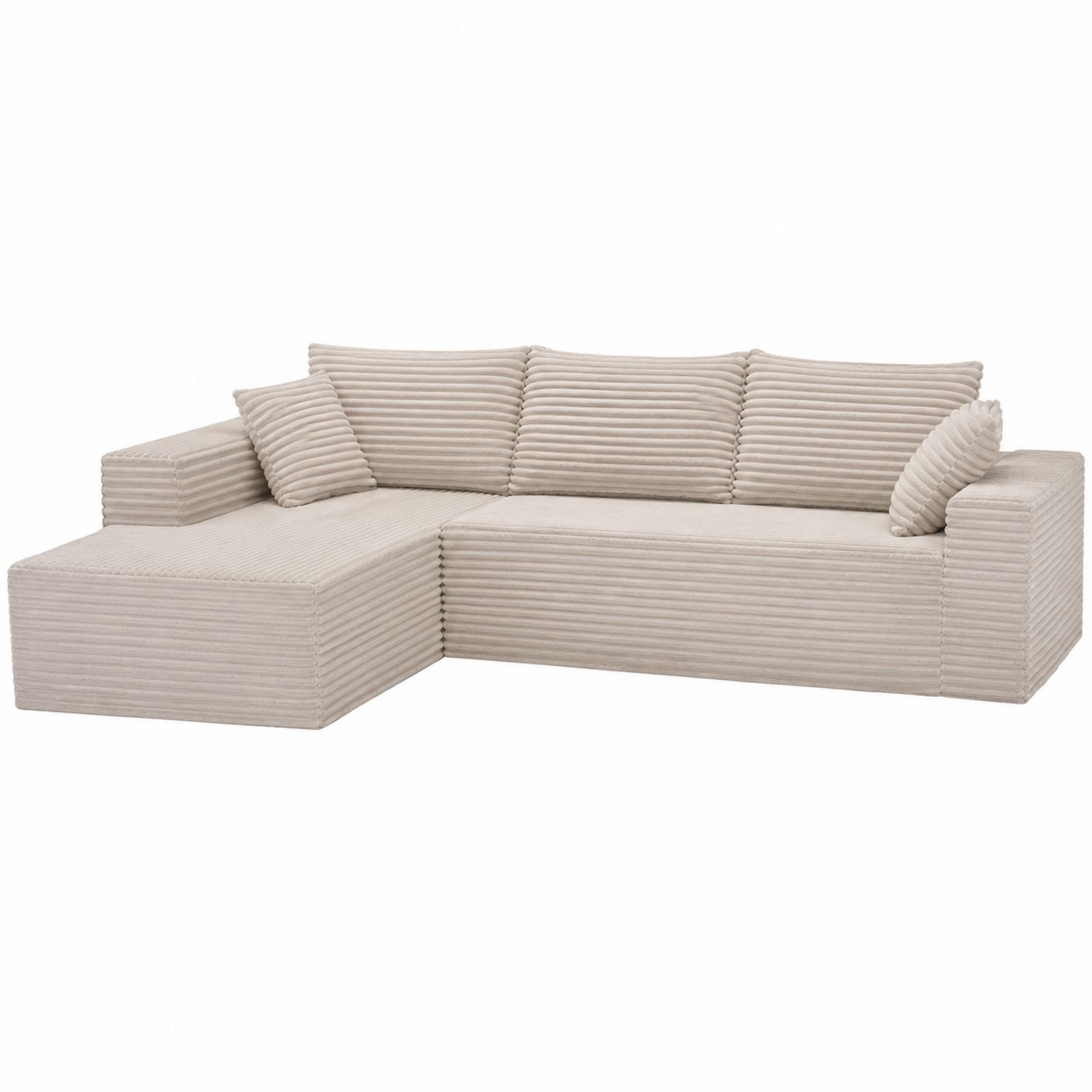 Canapé d'angle en tissu côtelé beige-Xeltrivare