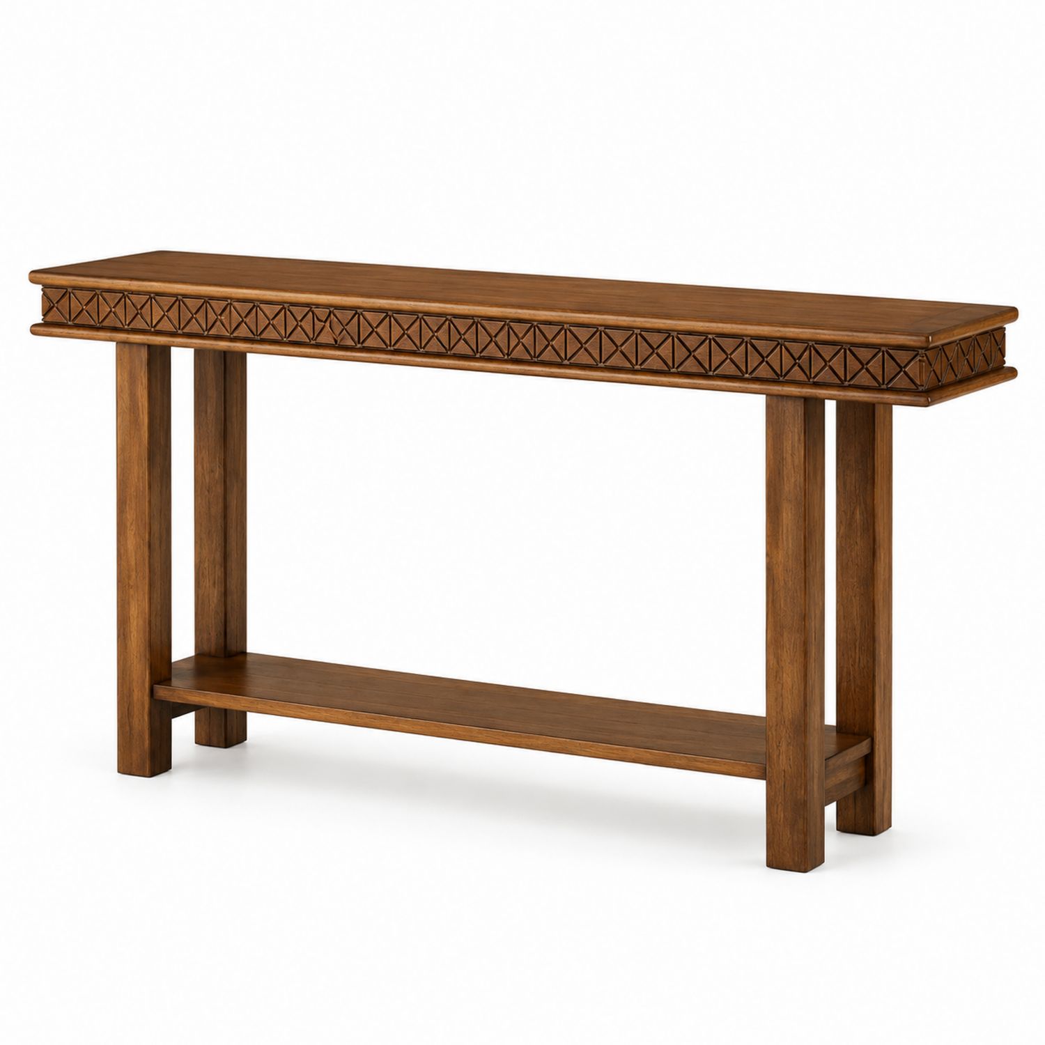 Table console en bois marron sculpté 120 cm x 35 cm x 80 cm-Xeltrivare
