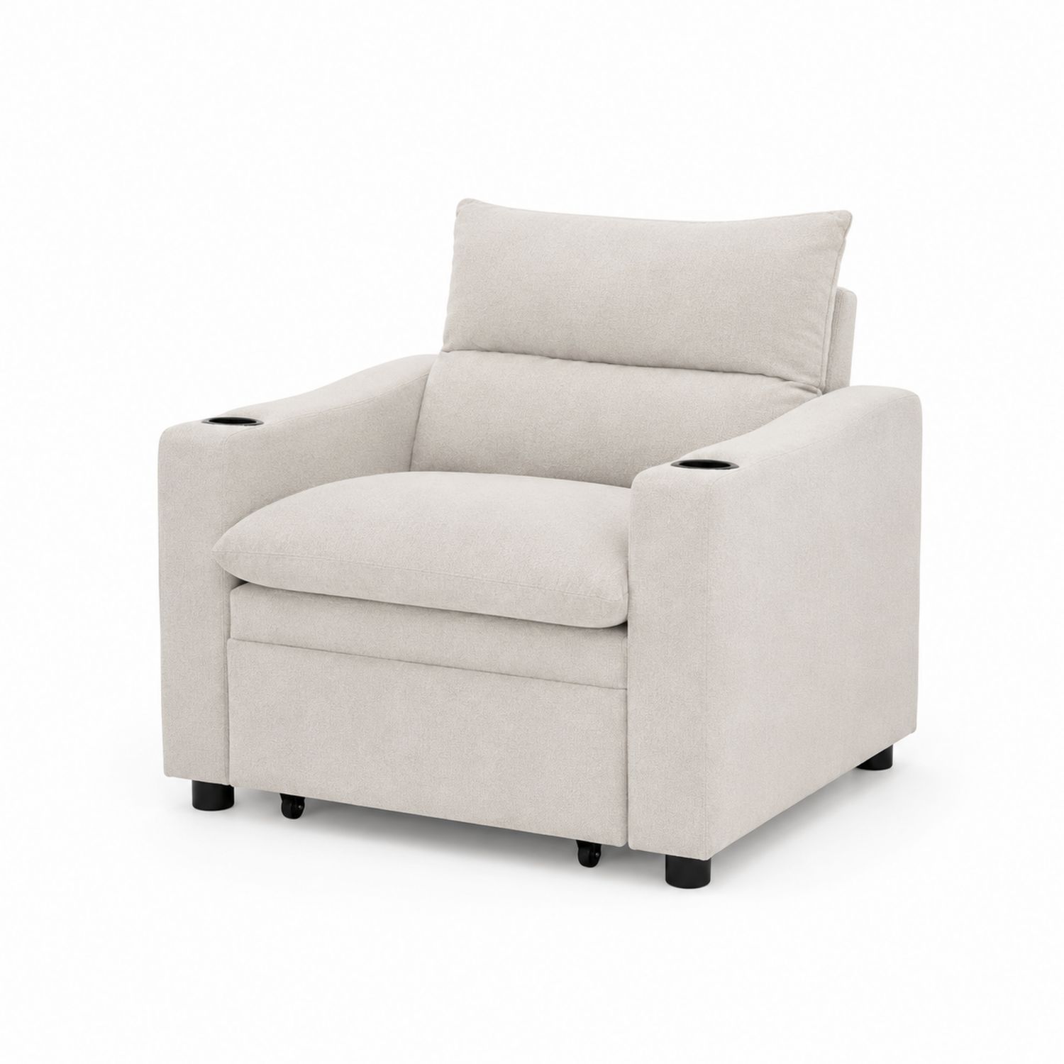 Fauteuil Convertible en Tissu Beige avec Porte-gobelets-Xeltrivare