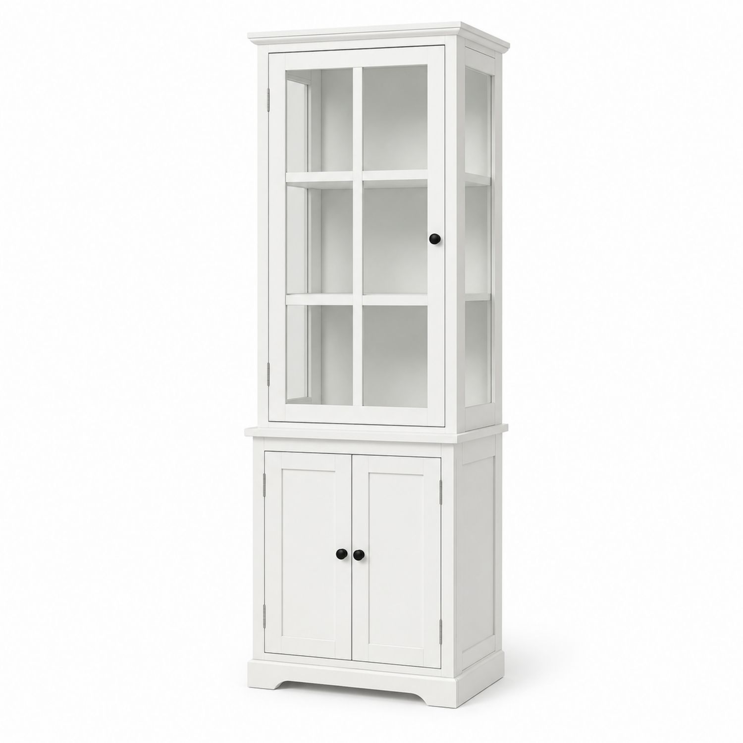 Armoire haute en bois avec portes vitrées en verre trempé Blanc 190x80x40 cm-Xeltrivare