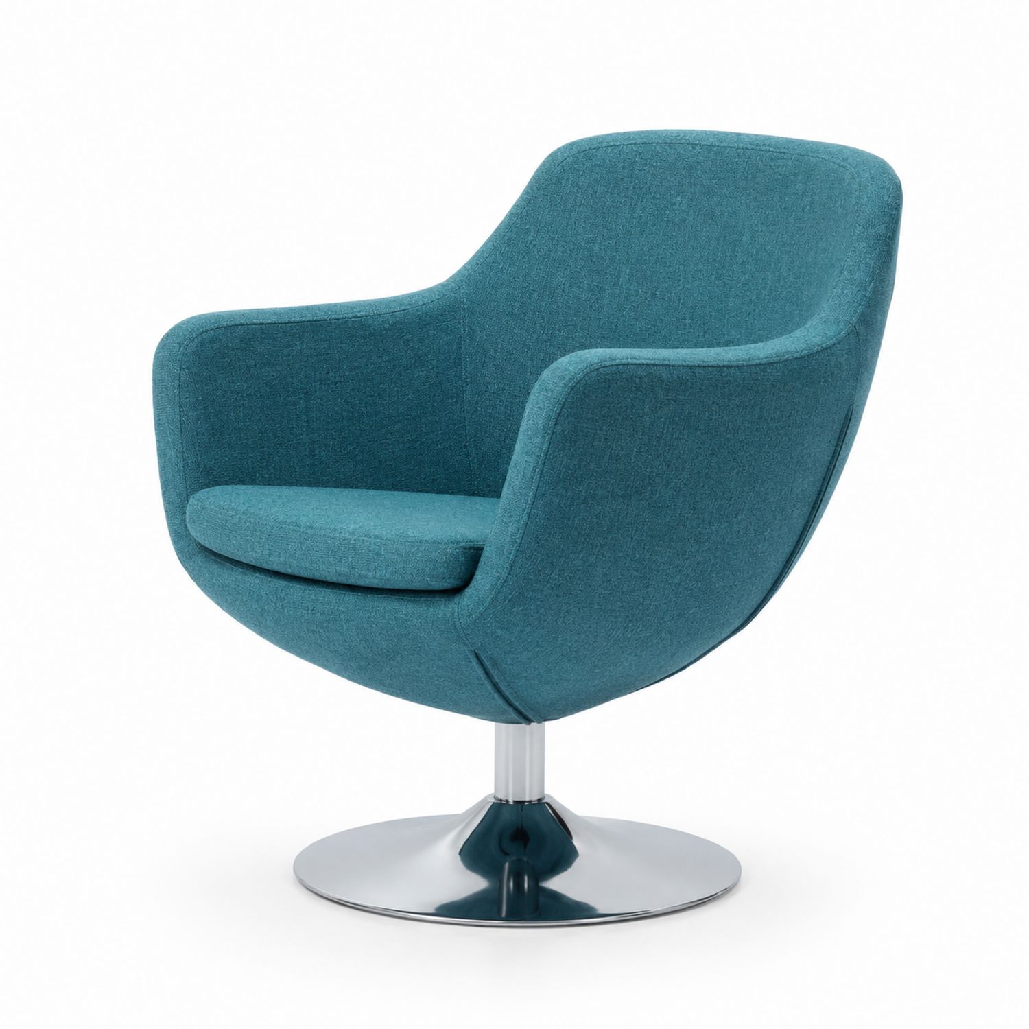 Fauteuil pivotant en tissu avec base en métal chromé, Bleu-Xeltrivare