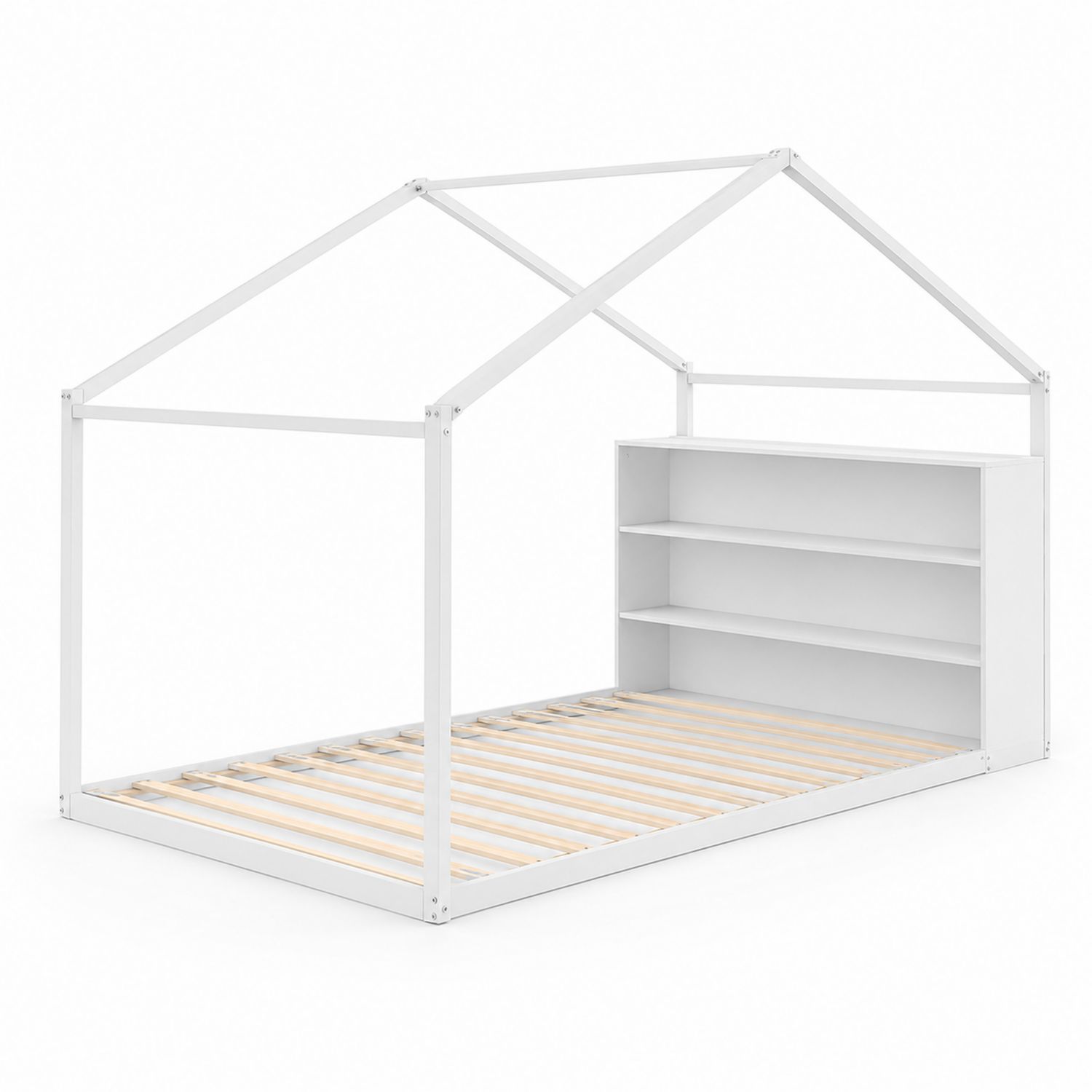 Lit cabane pour enfants avec étagères 90x200 cm Bois Blanc-Xeltrivare