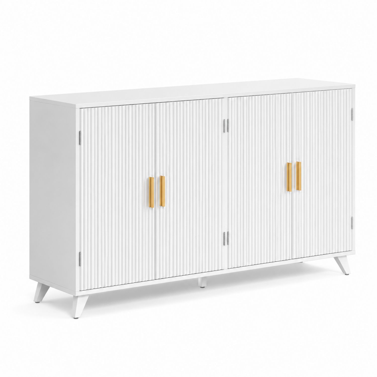 Buffet en MDF Blanc avec Poignées Dorées 160x40x80 cm-Xeltrivare
