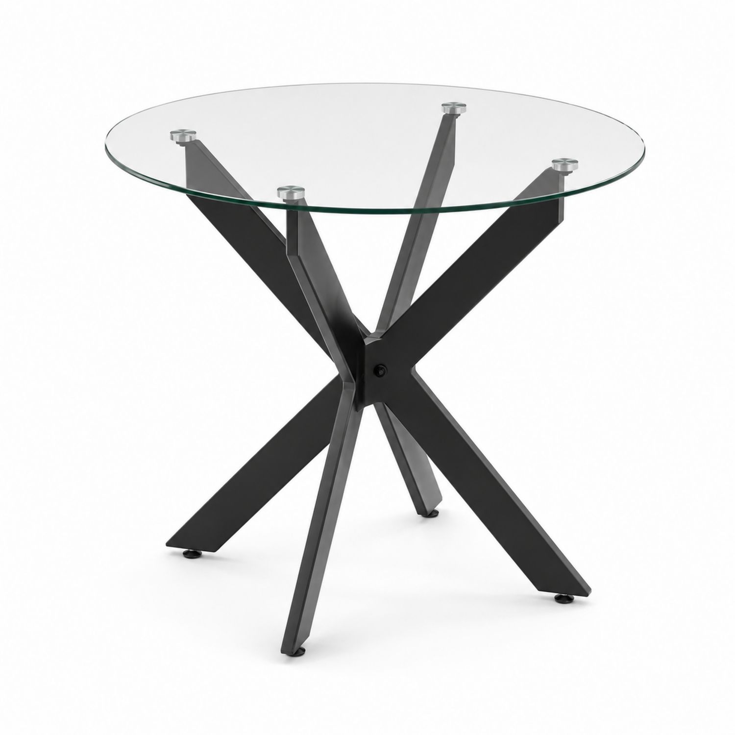 Table ronde en verre et métal noir-Xeltrivare