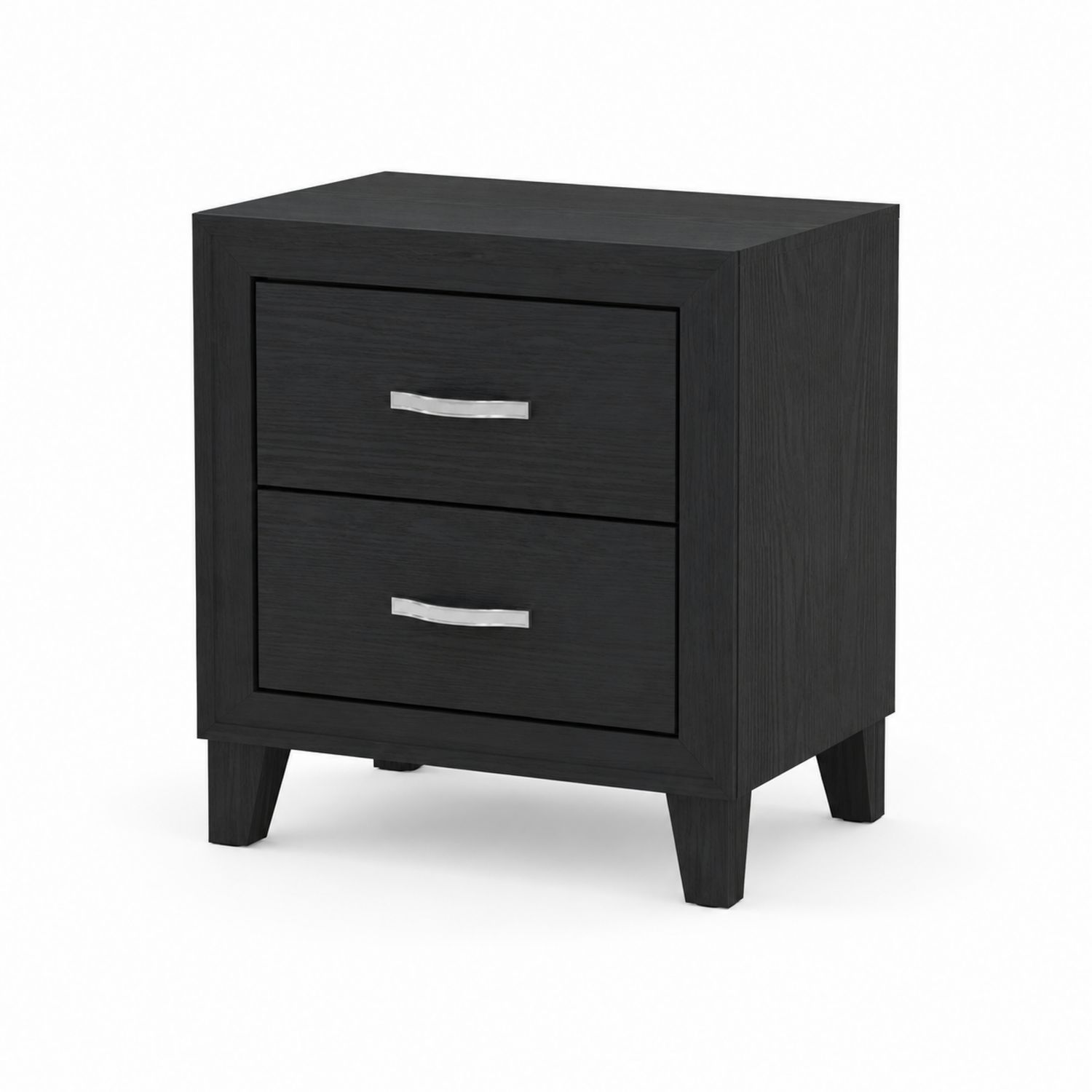 Table de chevet en bois noir avec 2 tiroirs-Xeltrivare