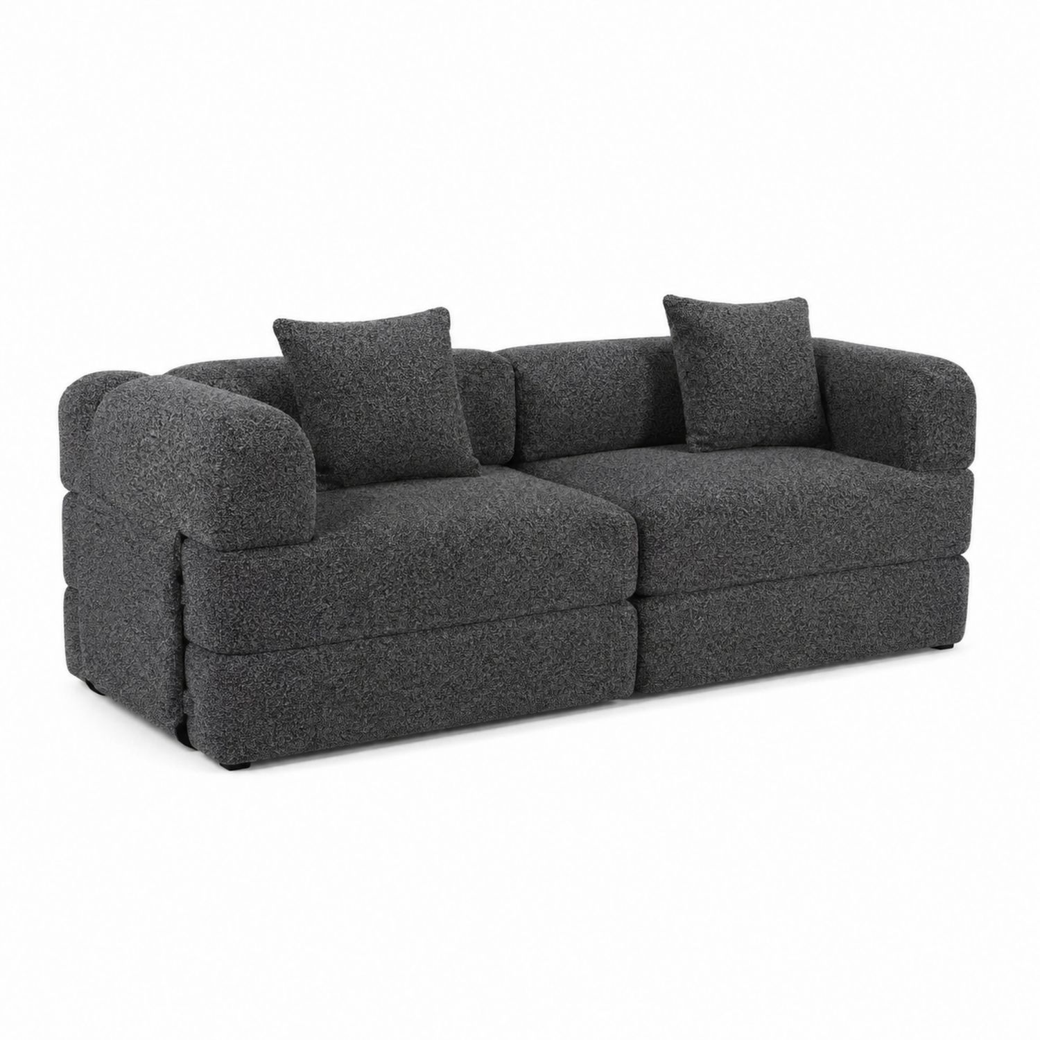 Canapé modulable en tissu bouclé gris-Xeltrivare