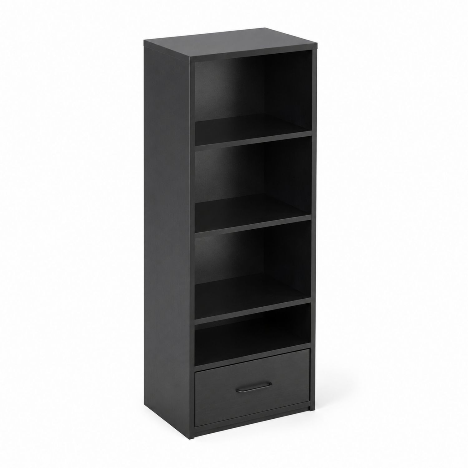 Bibliothèque avec 4 étagères et tiroir en bois Noir 183x60x30 cm-Xeltrivare