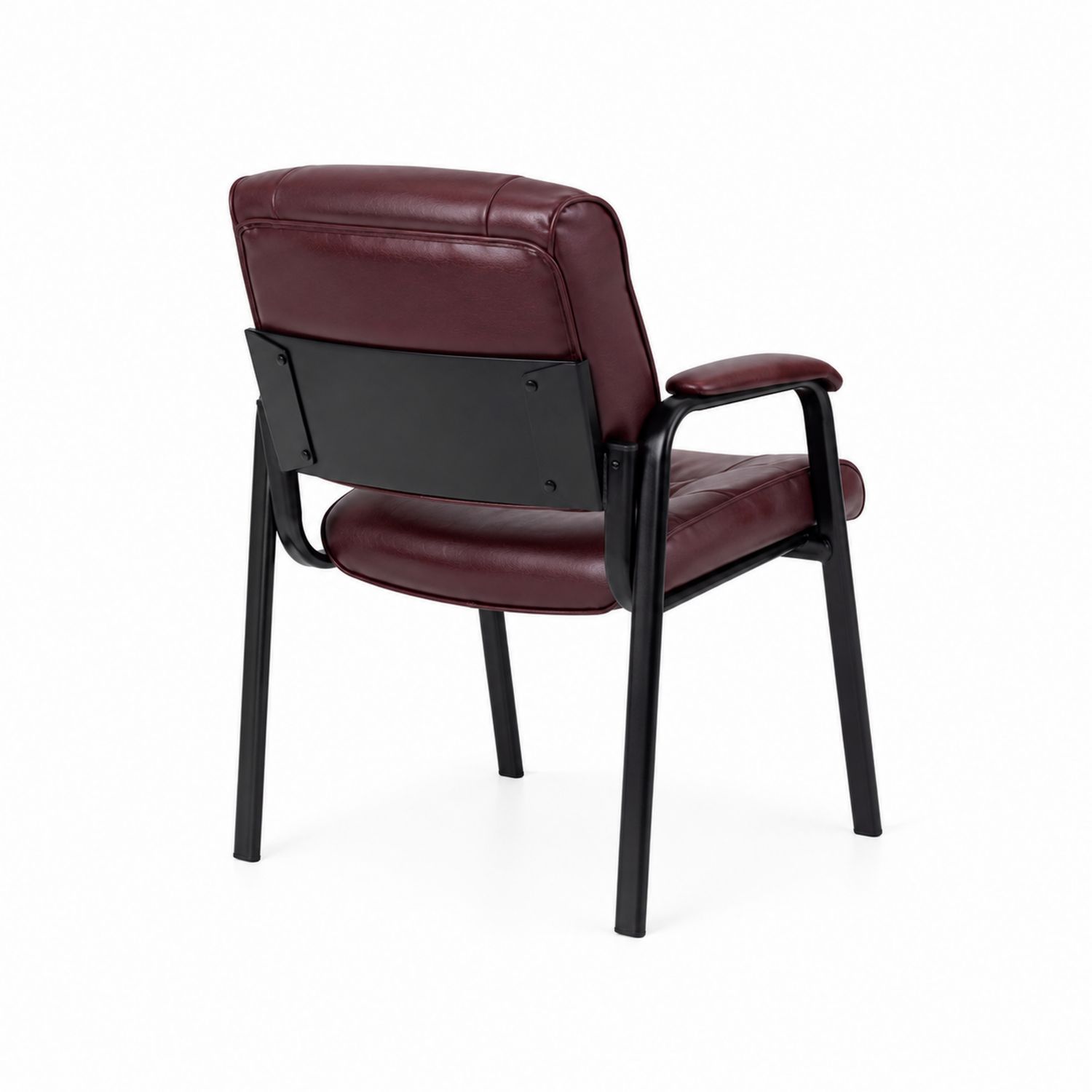 Chaise en acier noir et cuir synthétique bordeaux-Xeltrivare