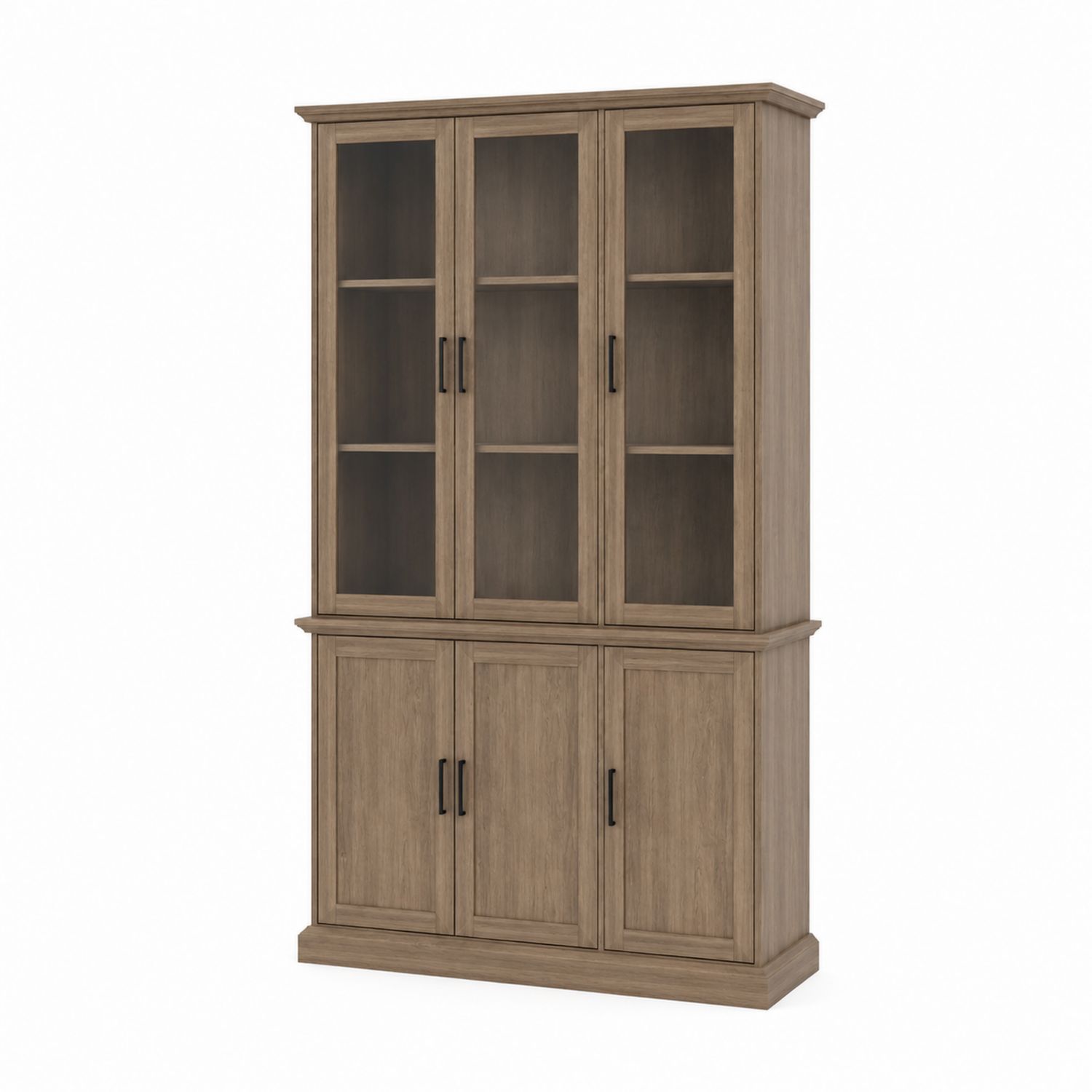 Buffet haut en bois avec portes en verre chêne-Xeltrivare