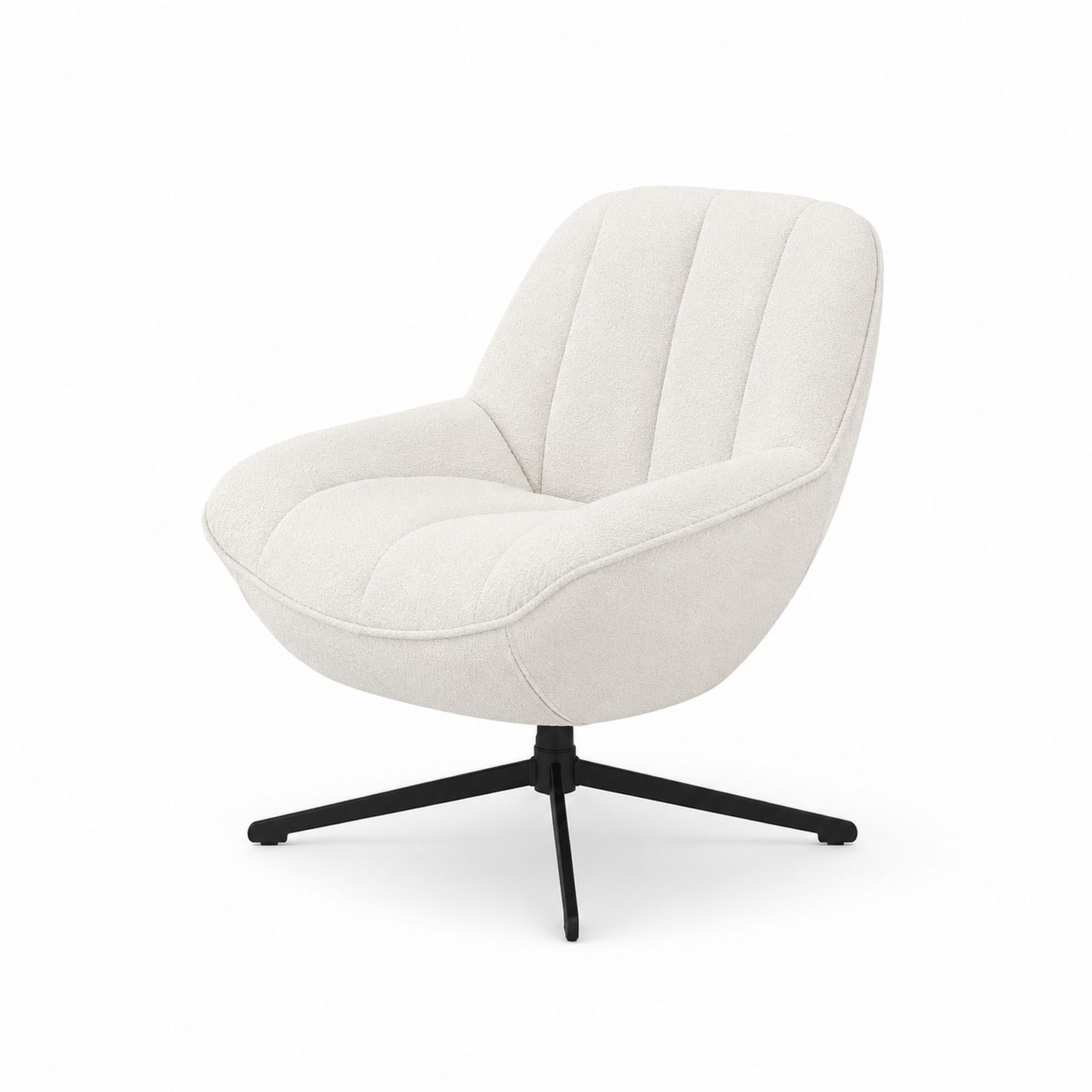 Chaise pivotante en métal et tissu bouclette Blanc-Xeltrivare