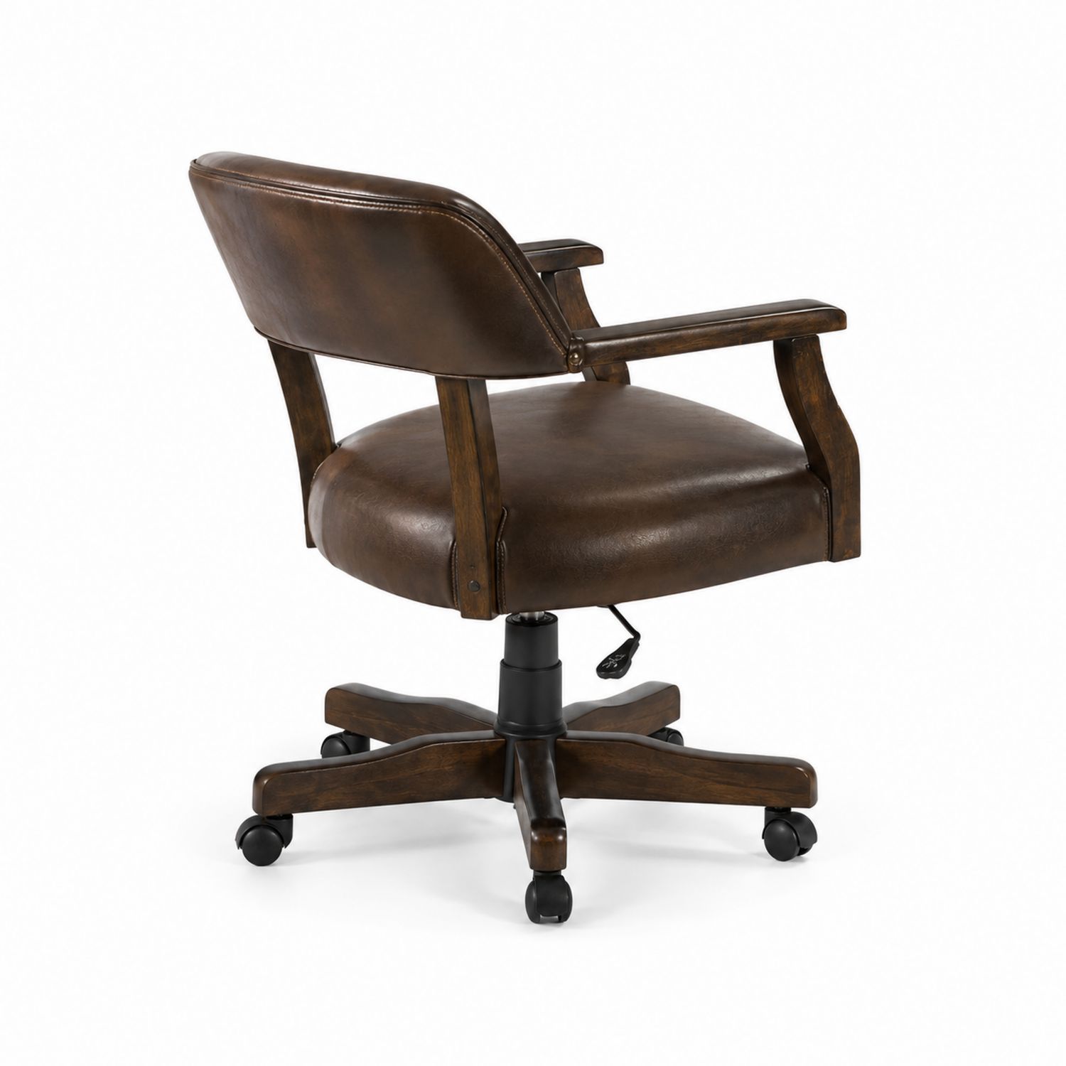 Chaise de bureau pivotante en bois et similicuir marron-Xeltrivare