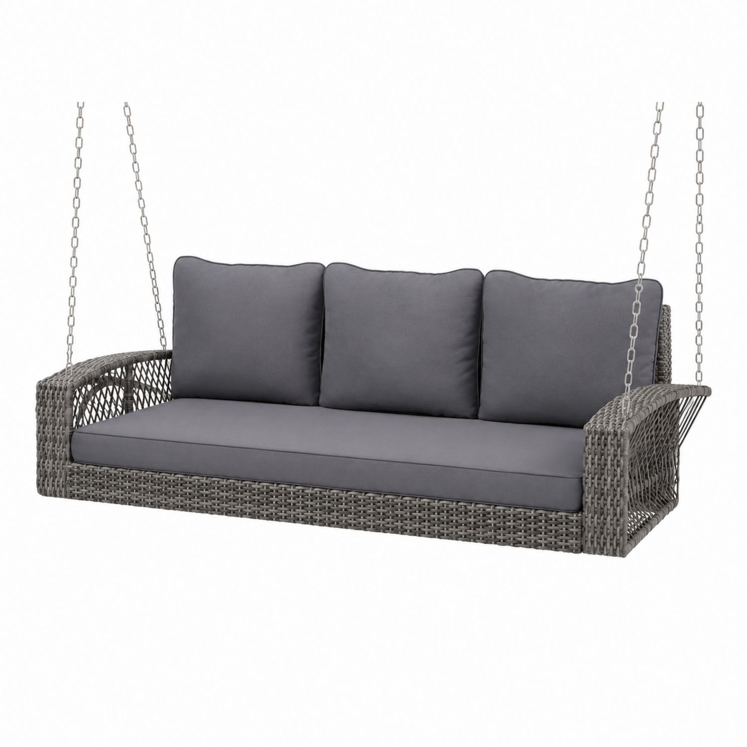 Canapé Balançoire en Résine avec Coussins en Polyester Gris-Xeltrivare