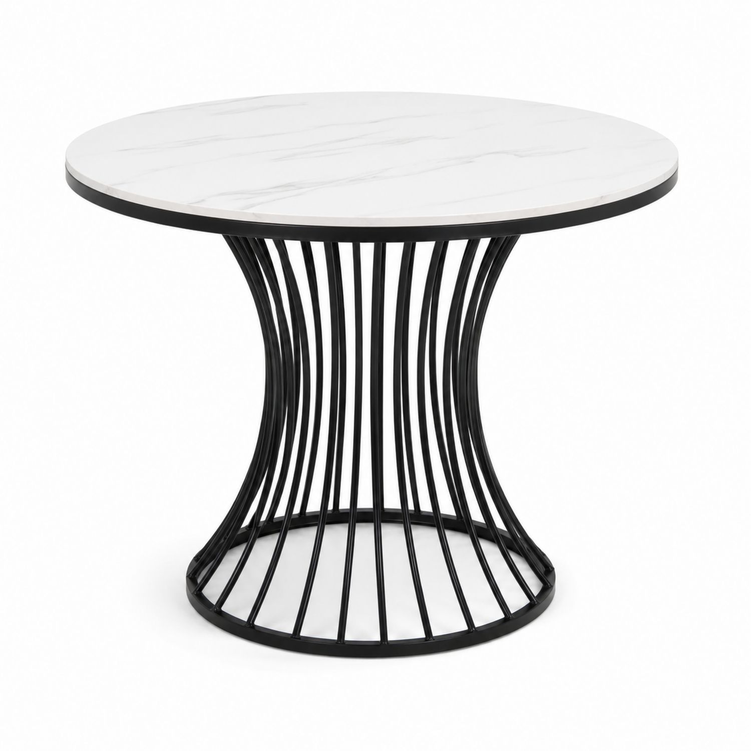 Table ronde en marbre et métal noir avec plateau de 120 cm-Xeltrivare