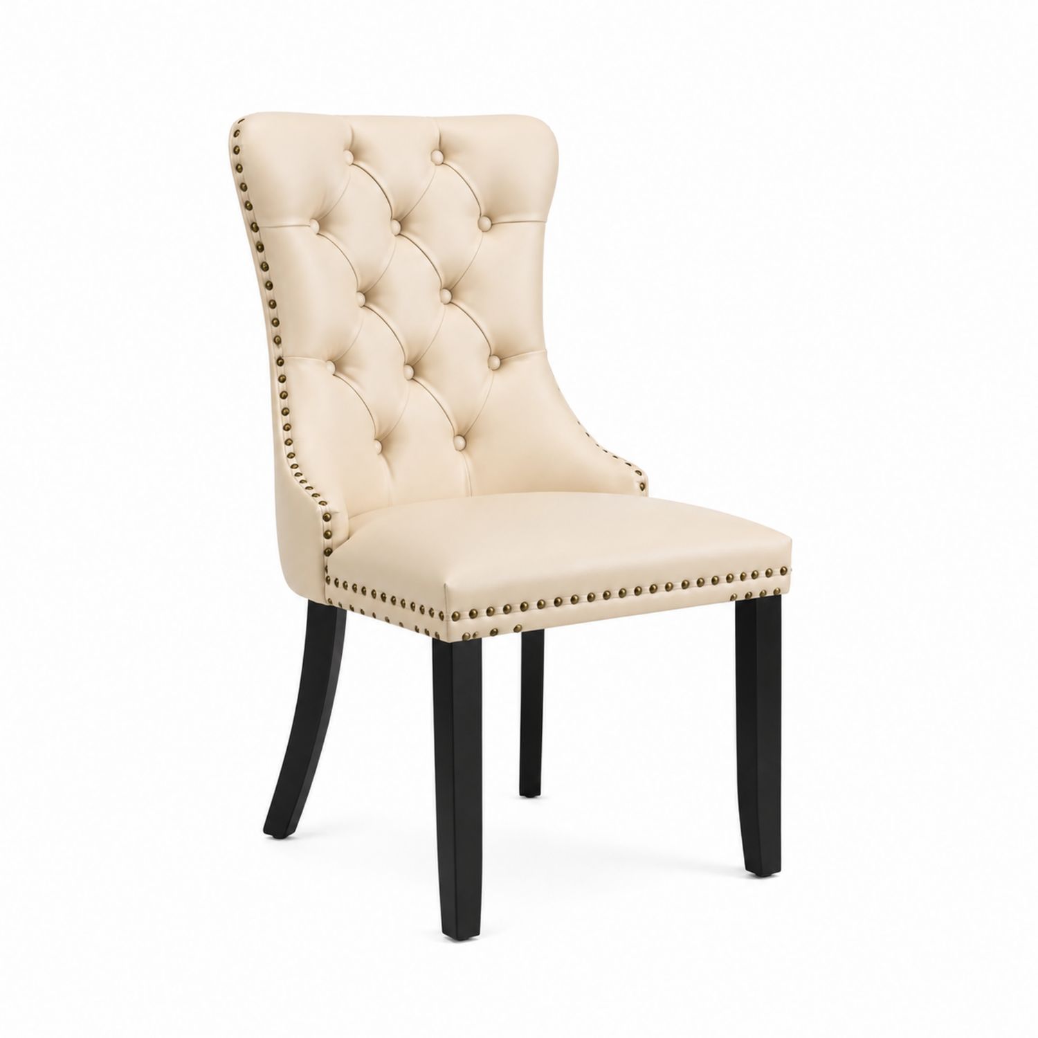 Chaise en cuir avec pieds en bois-Xeltrivare