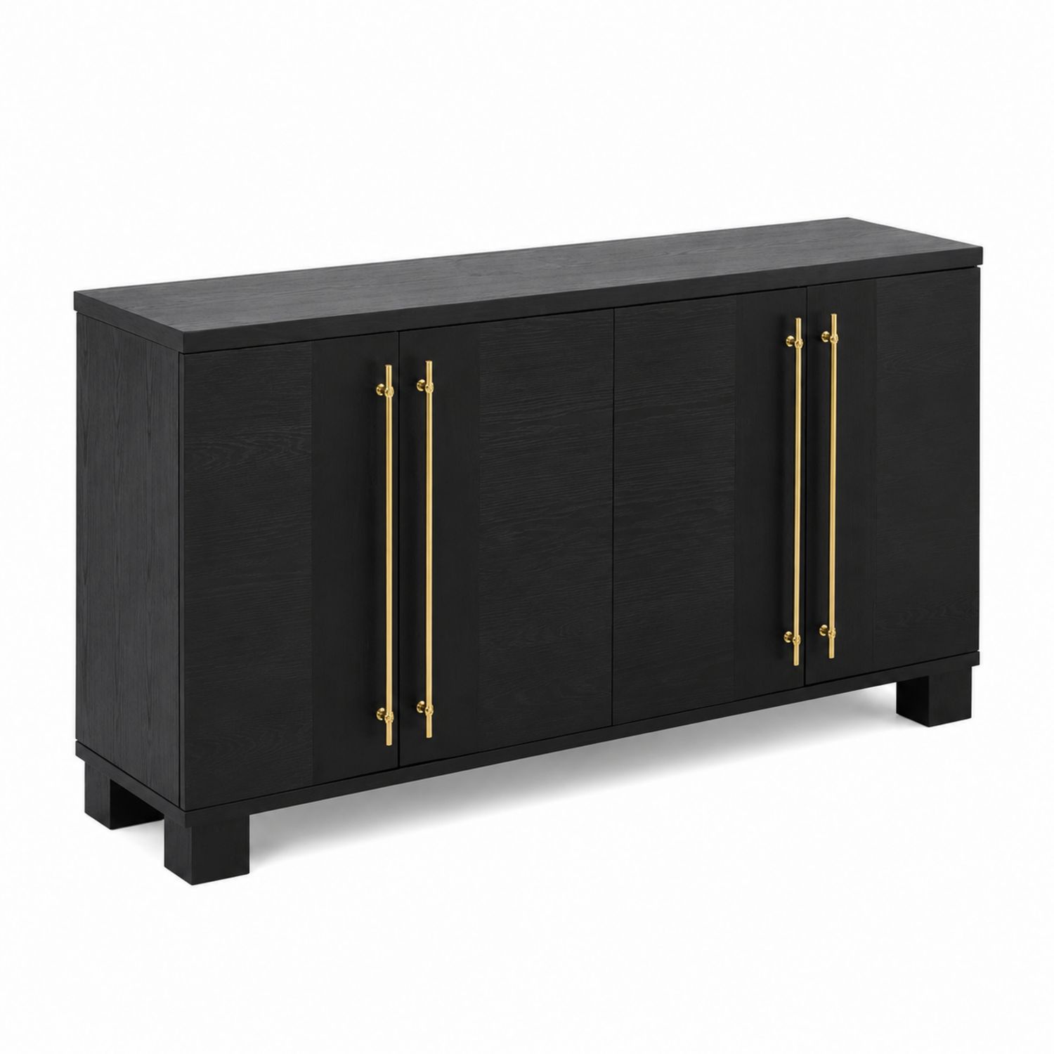 Buffet en bois noir avec poignées en métal doré-Xeltrivare