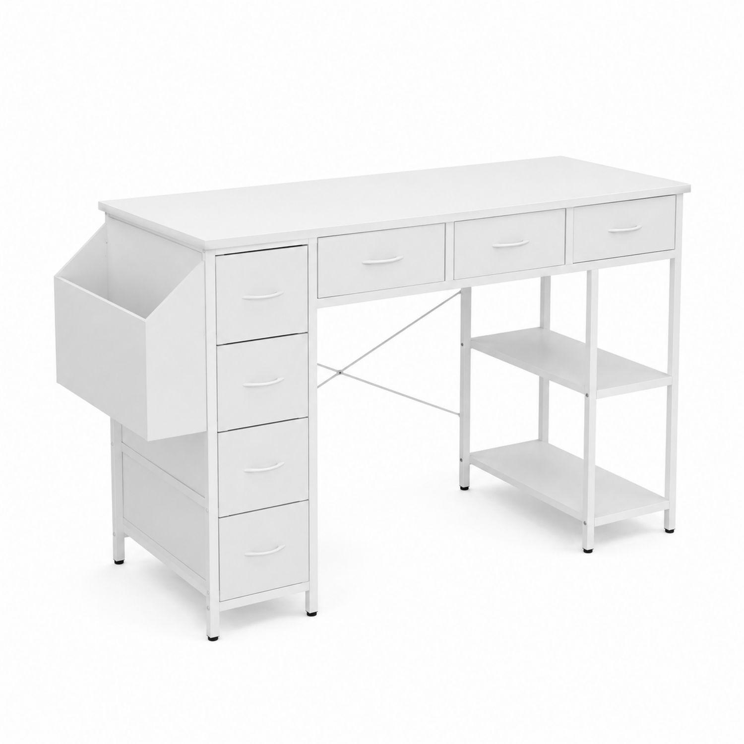 Bureau en métal et MDF avec tiroirs et étagères 120x50x75 cm-Xeltrivare