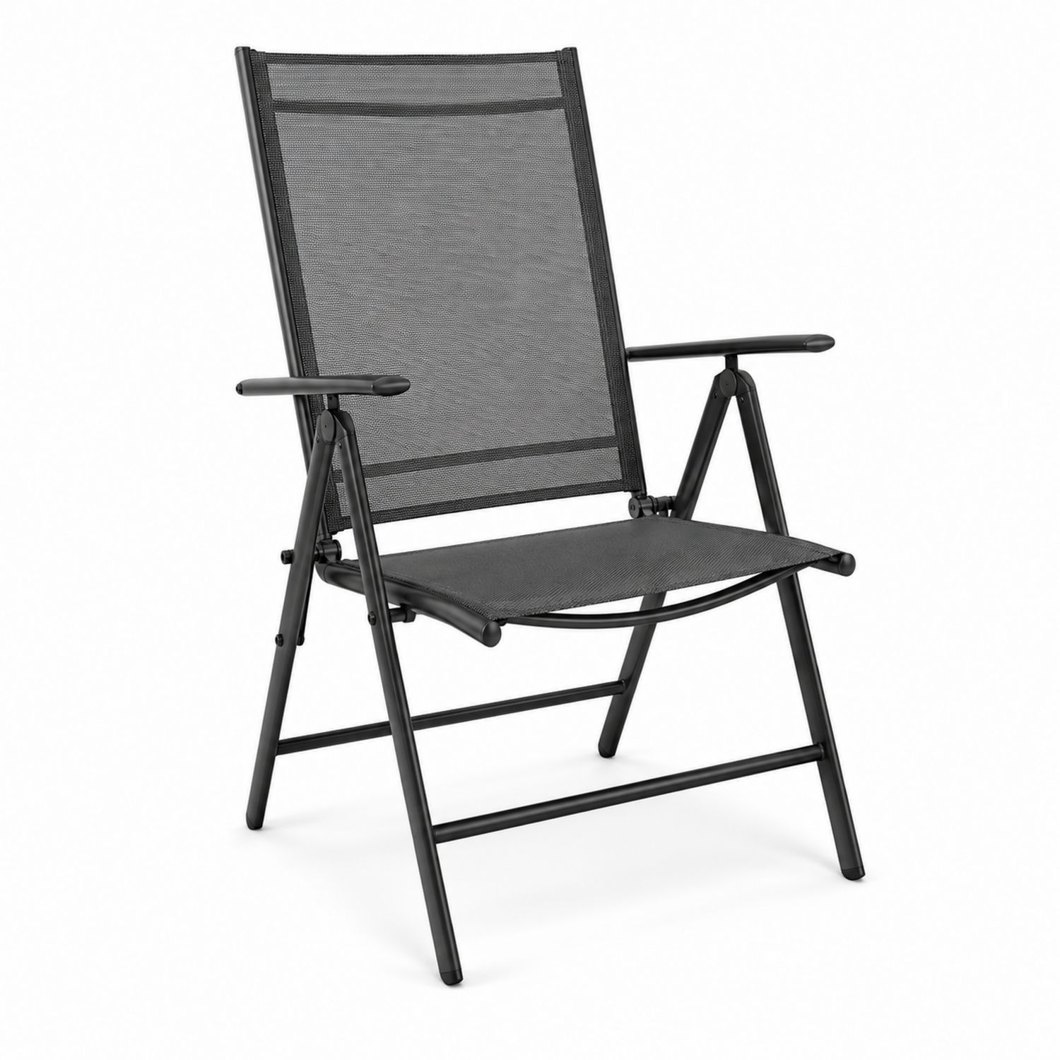 Chaise pliante en métal et textilène noire-Xeltrivare