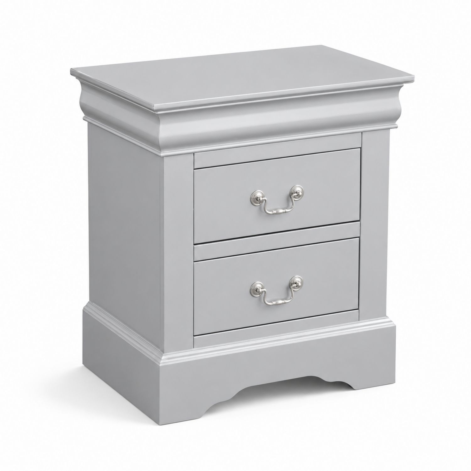 Table de chevet en bois gris avec 2 tiroirs-Xeltrivare