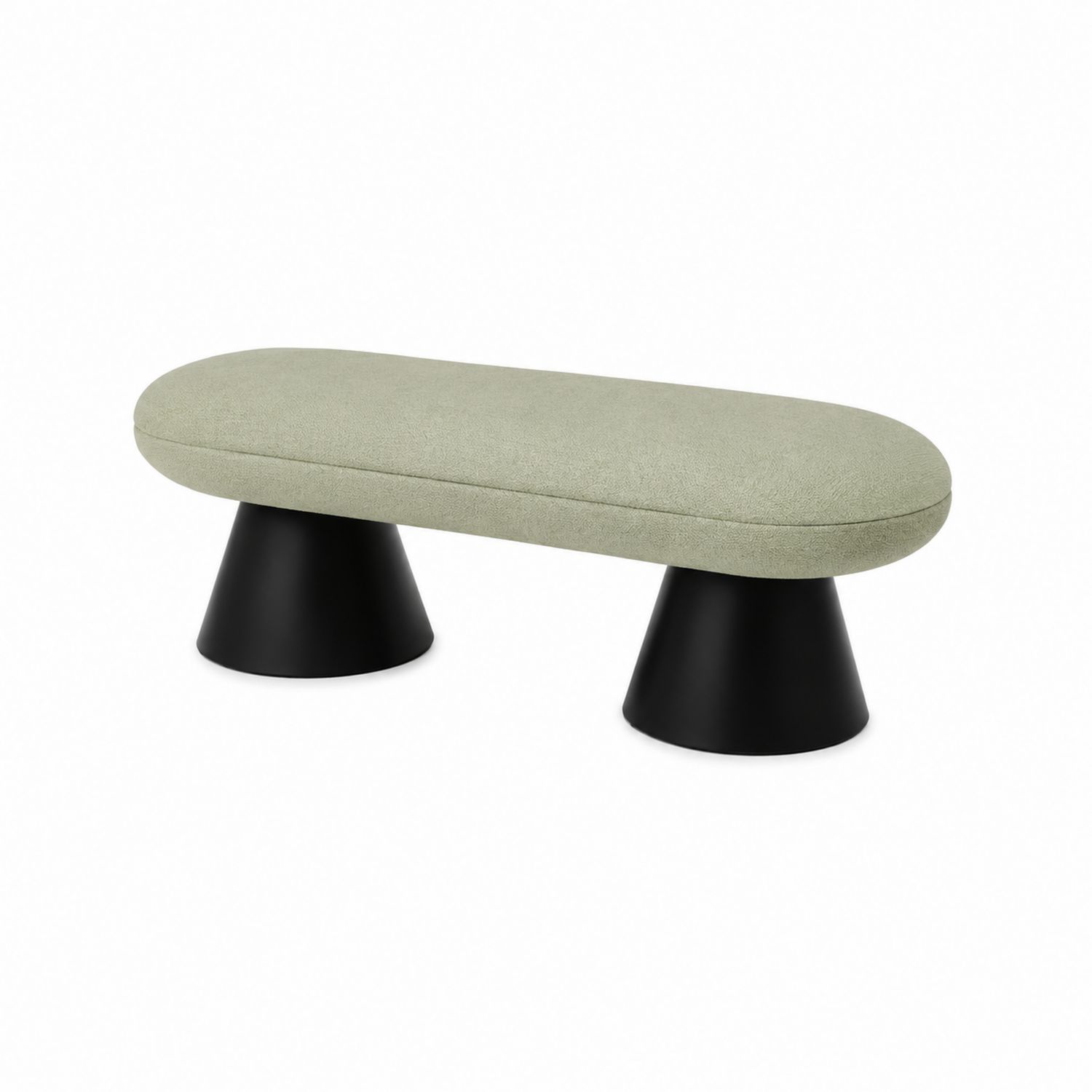 Banc ovale en tissu avec pieds en métal 150x45x40 cm Vert/Noir-Xeltrivare