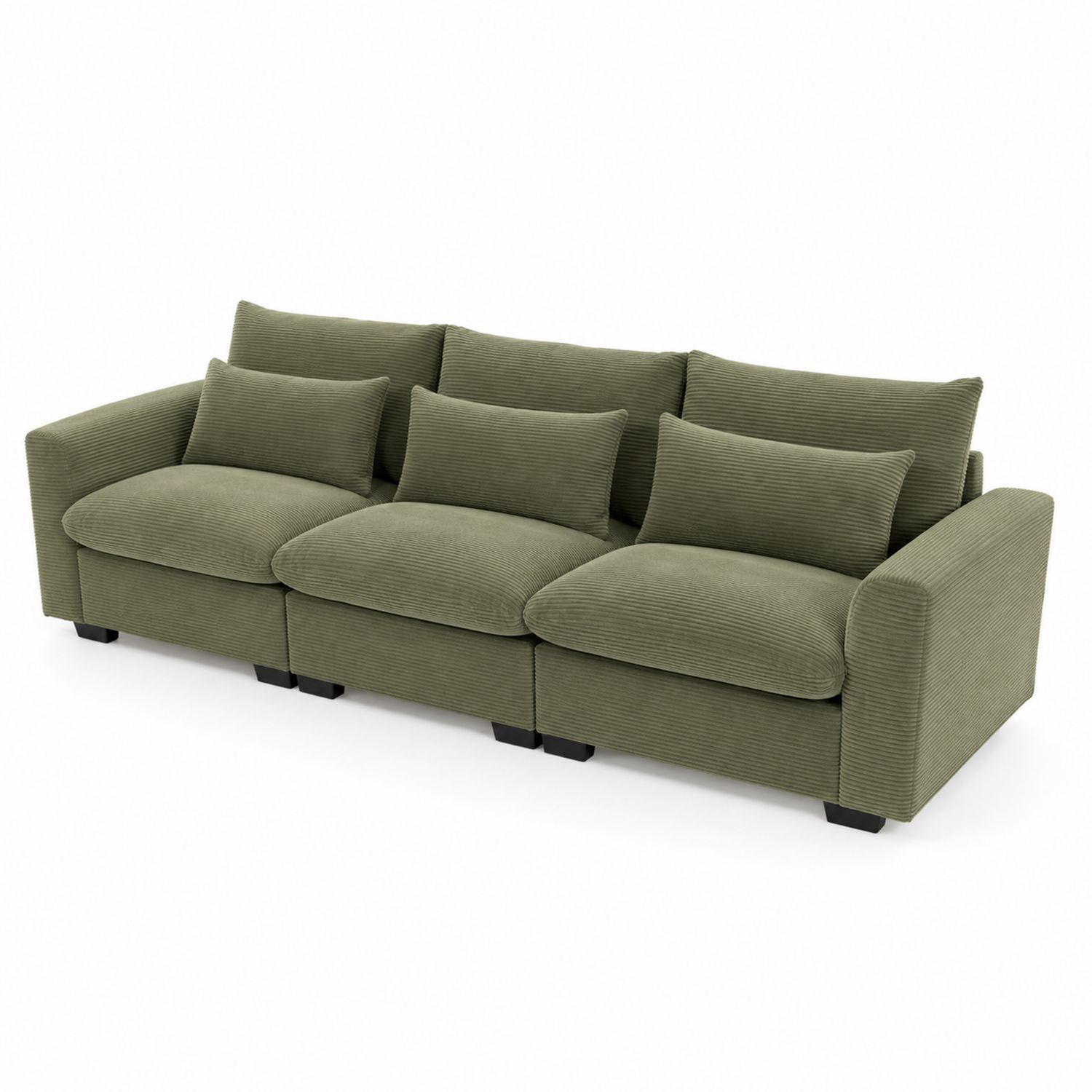 Canapé modulable en velours côtelé vert 225x90x75 cm-Xeltrivare