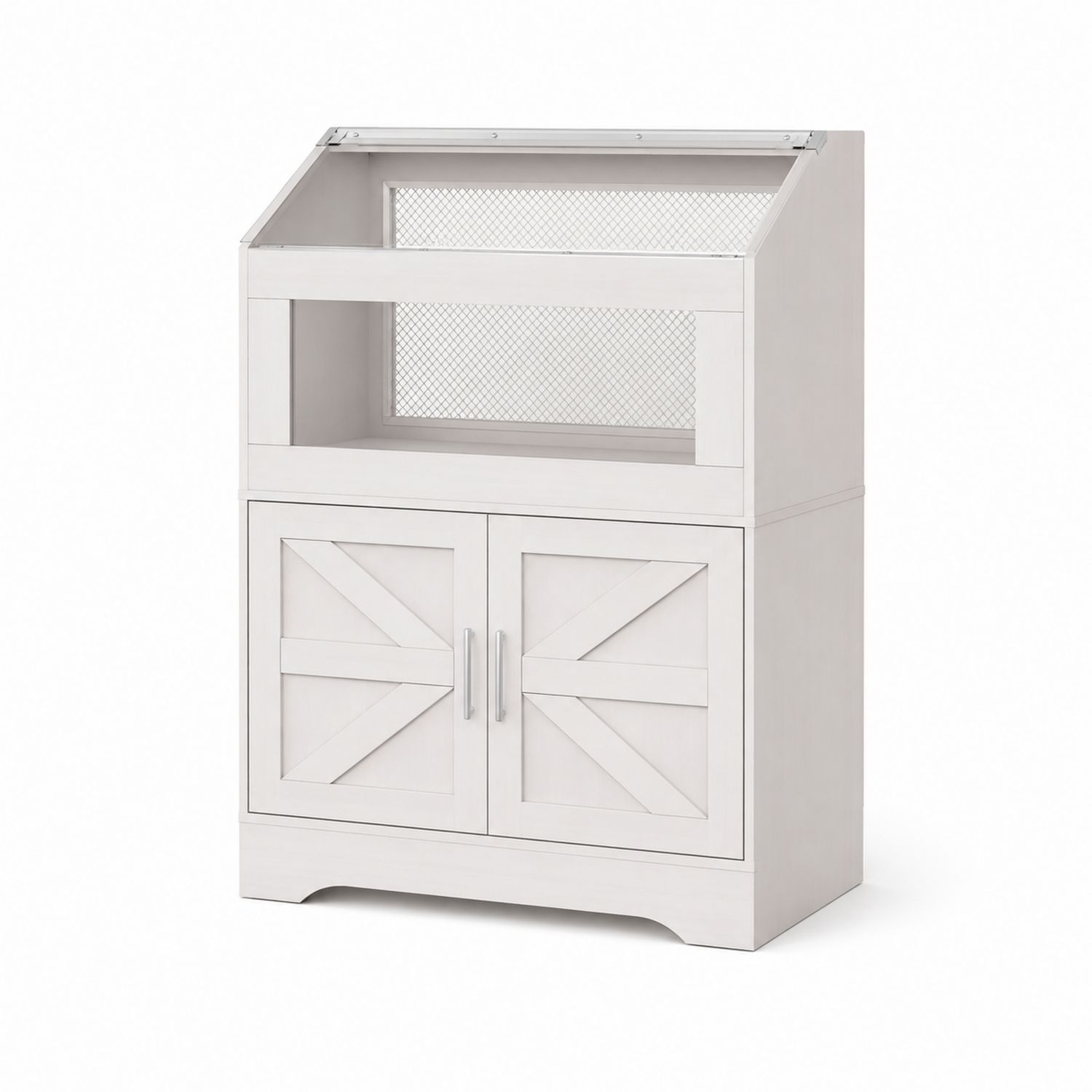 Buffet en bois de pin avec vitrine grillagée-Xeltrivare