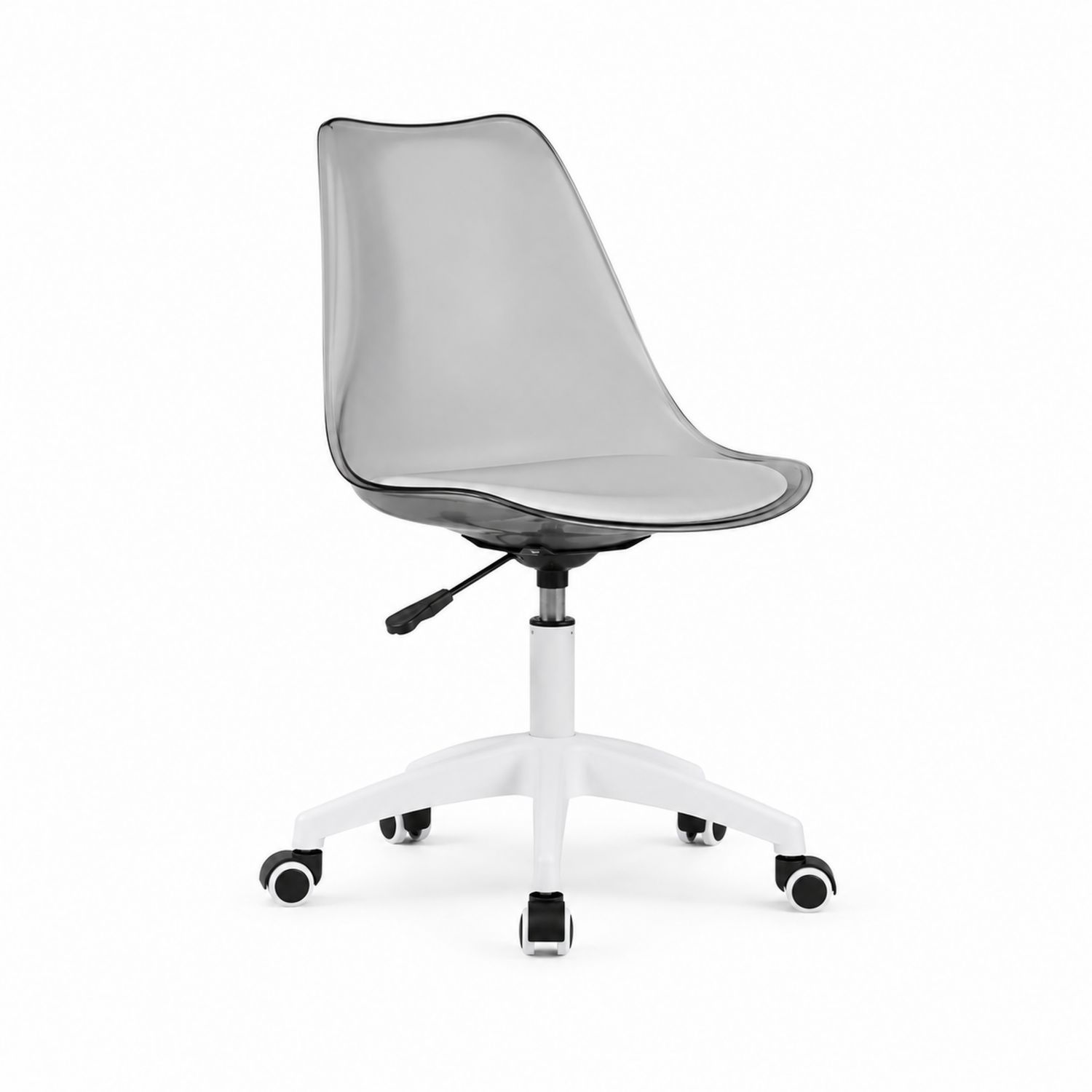 Chaise de bureau en polycarbonate transparent avec pieds en métal blanc-Xeltrivare