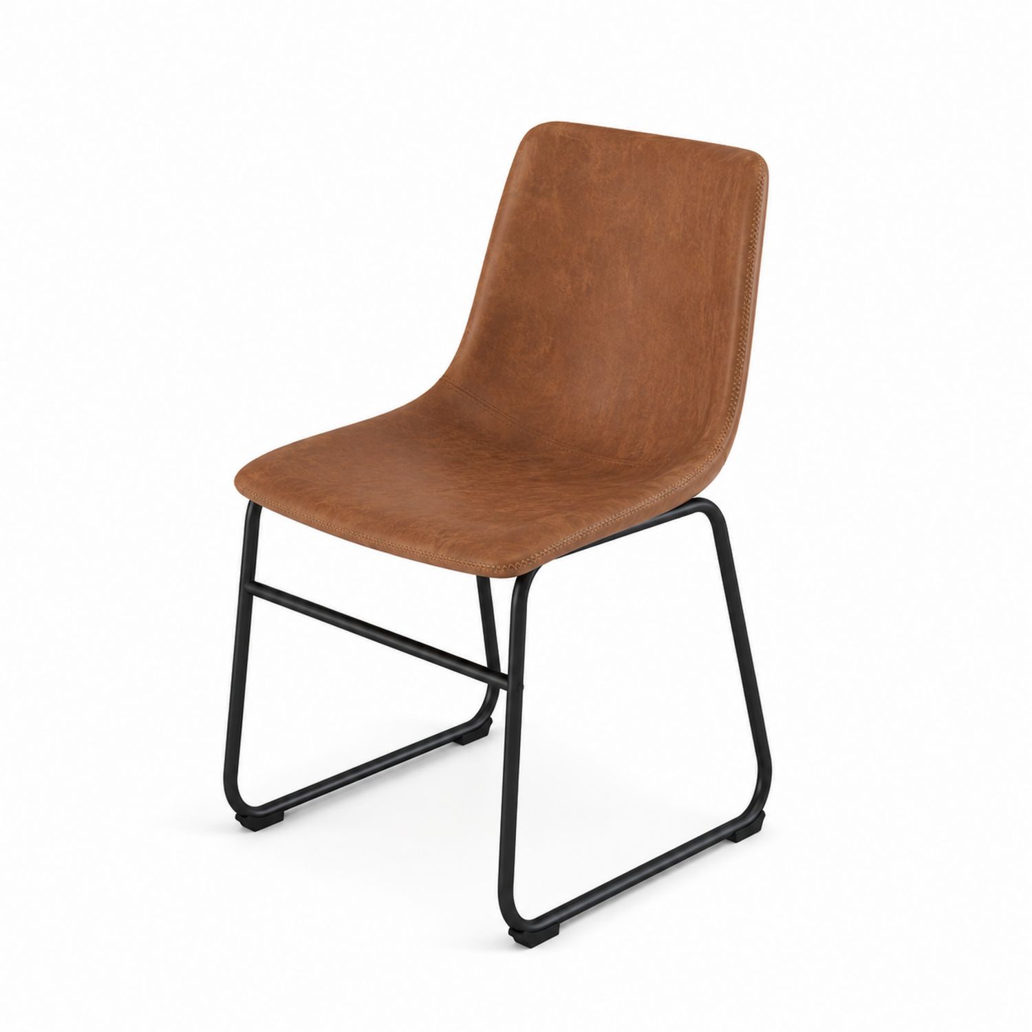 Chaise en cuir synthétique brun avec cadre en métal noir-Xeltrivare