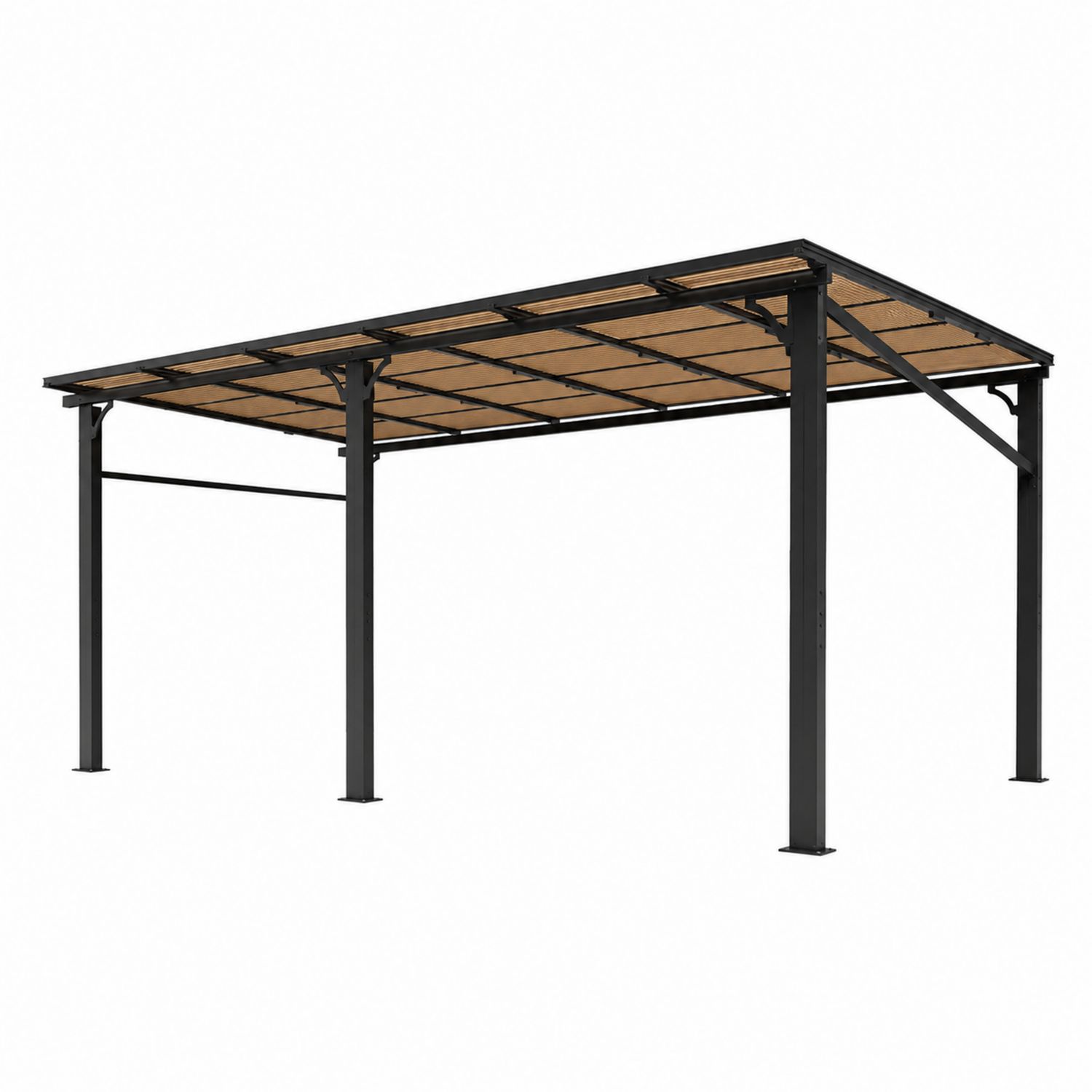 Pergola de jardin en aluminium et polycarbonate Noir/Beige 300x400 cm-Xeltrivare