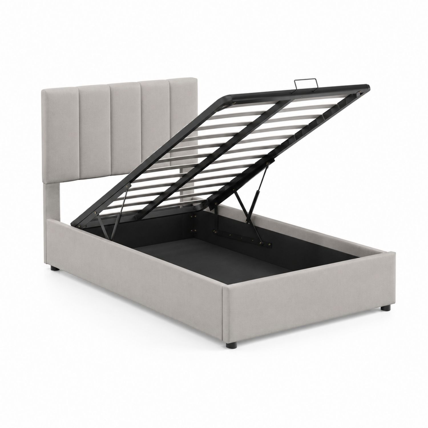 Lit double avec rangement en métal et tissu gris-Xeltrivare