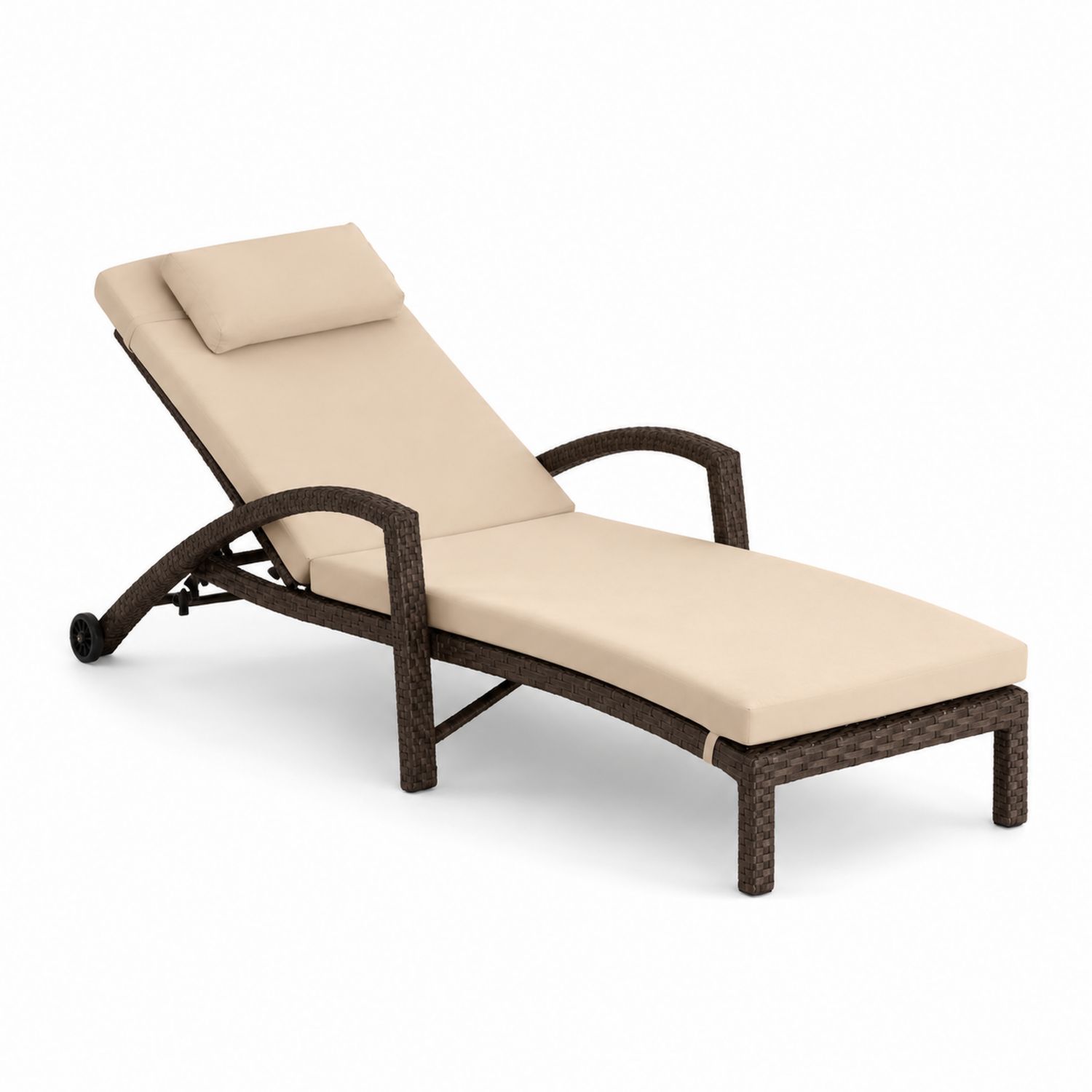 Chaise longue extérieure en résine tressée réglable Brun/Beige-Xeltrivare