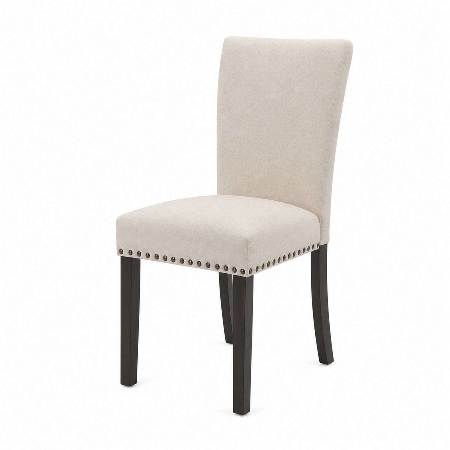 Chaise rembourrée en tissu beige avec pieds en bois-Xeltrivare