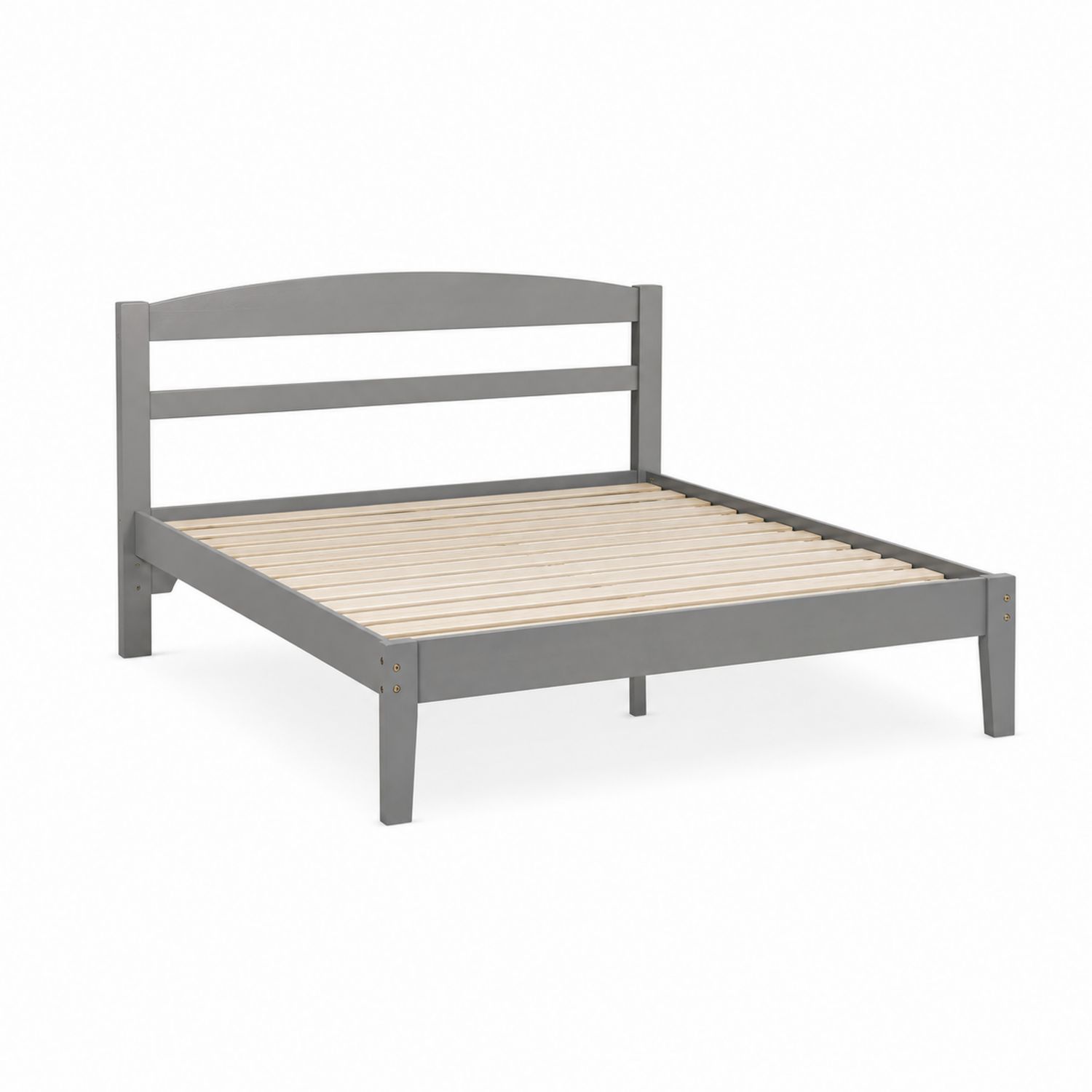 Lit double en bois gris avec lattes-Xeltrivare