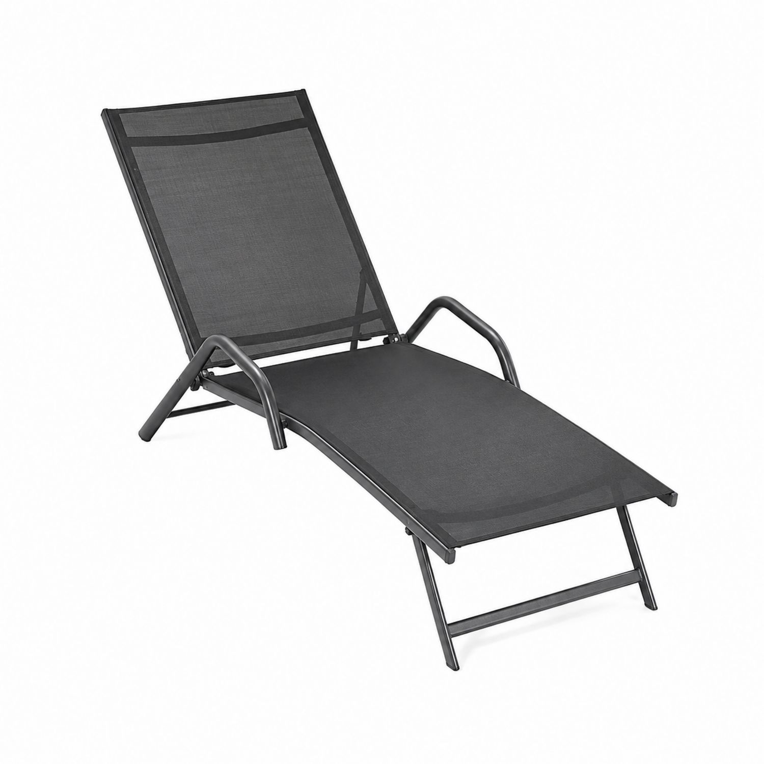 Chaise longue d'extérieur en aluminium et textilène noir-Xeltrivare