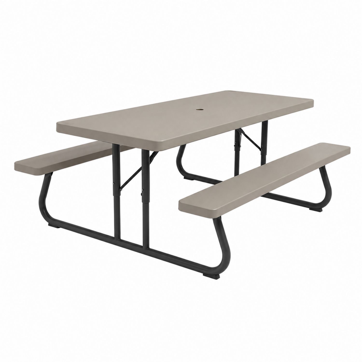 Table de pique-nique rectangulaire en plastique et acier Taupe-Xeltrivare