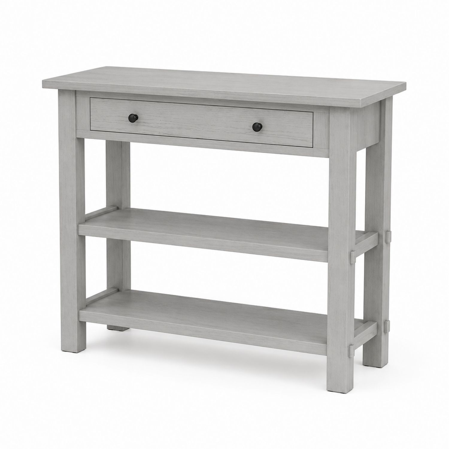 Console en Bois avec Étagères et Tiroir en Gris-Xeltrivare