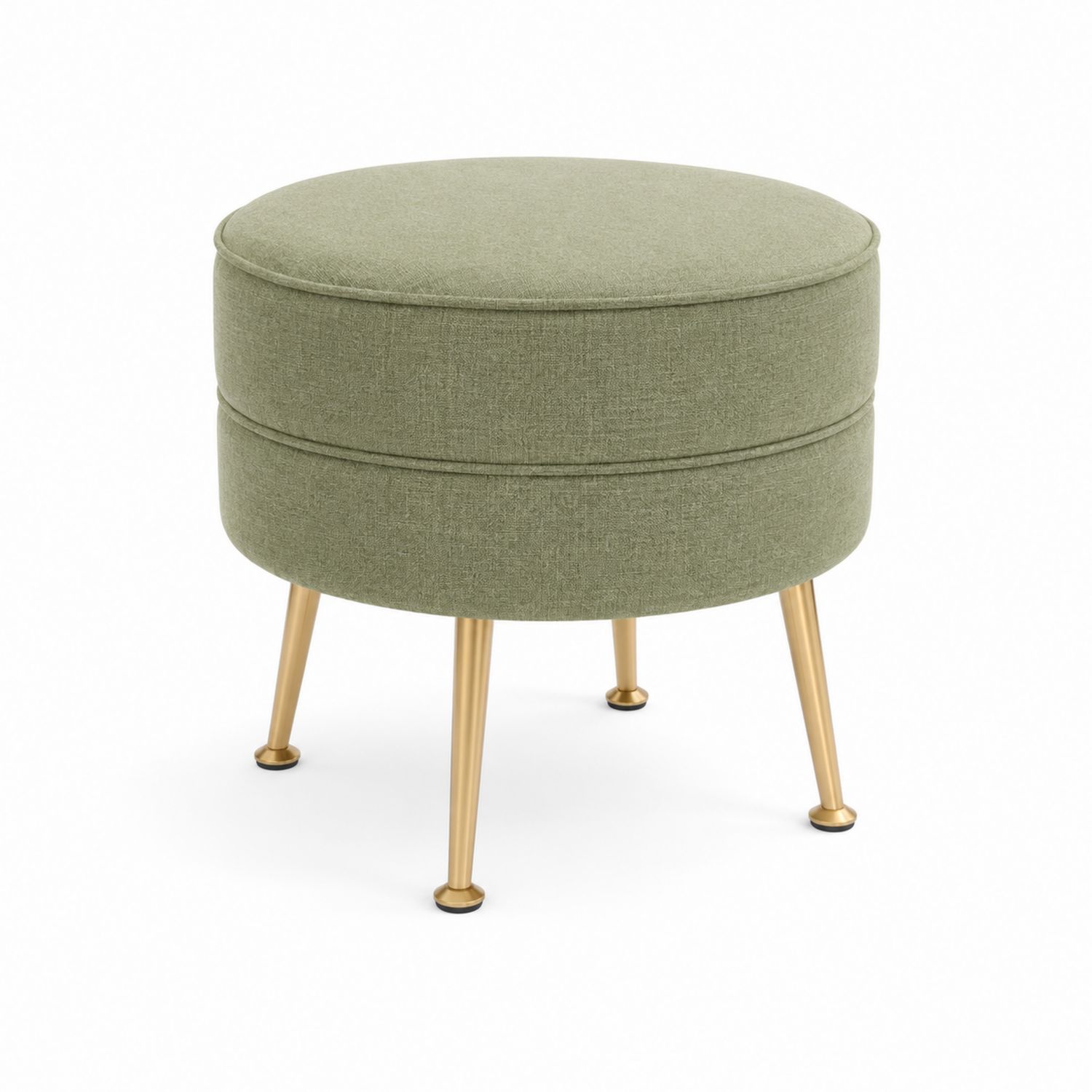 Tabouret en tissu polyester vert clair avec pieds en métal doré-Xeltrivare