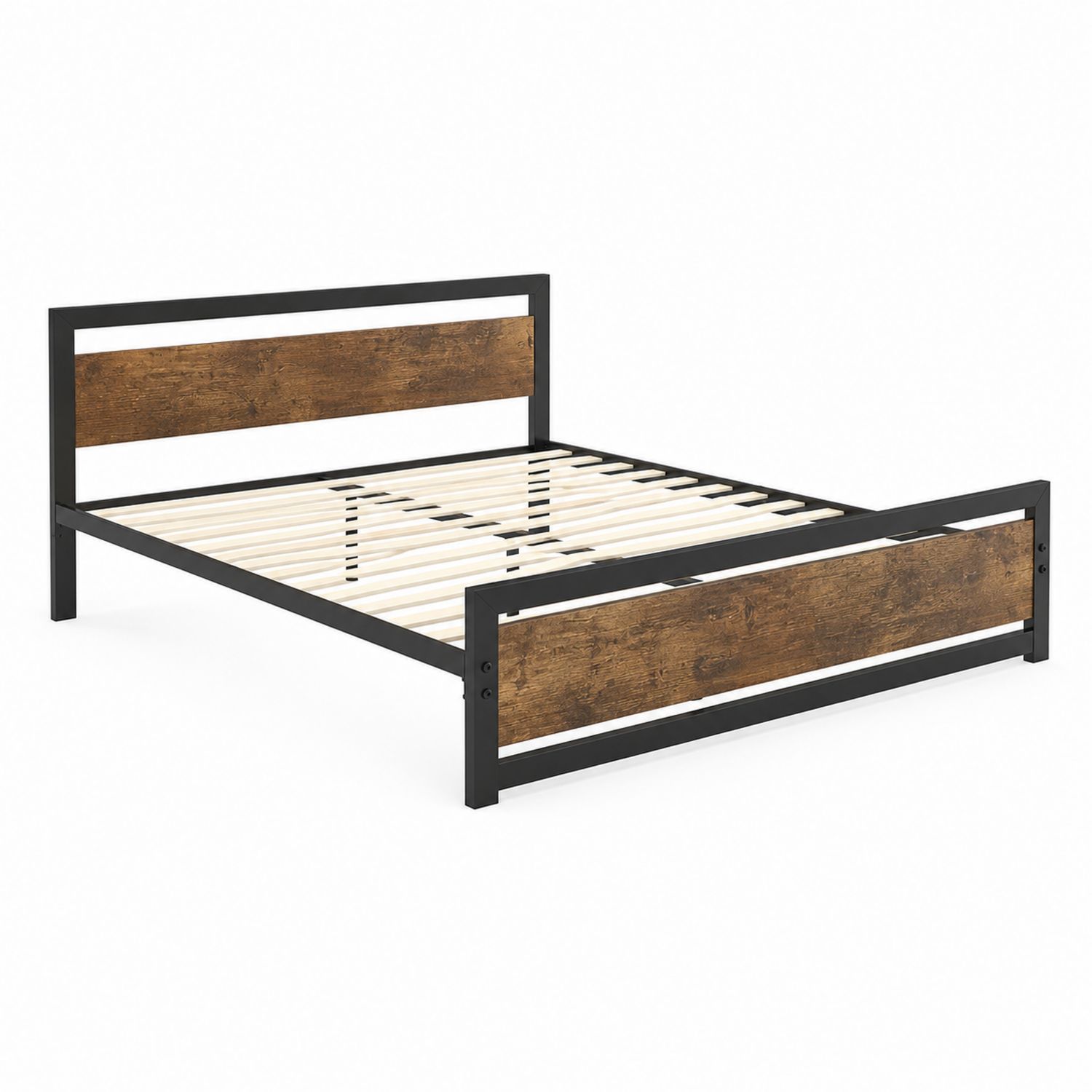 Lit double en métal et bois 200x150x100cm-Xeltrivare