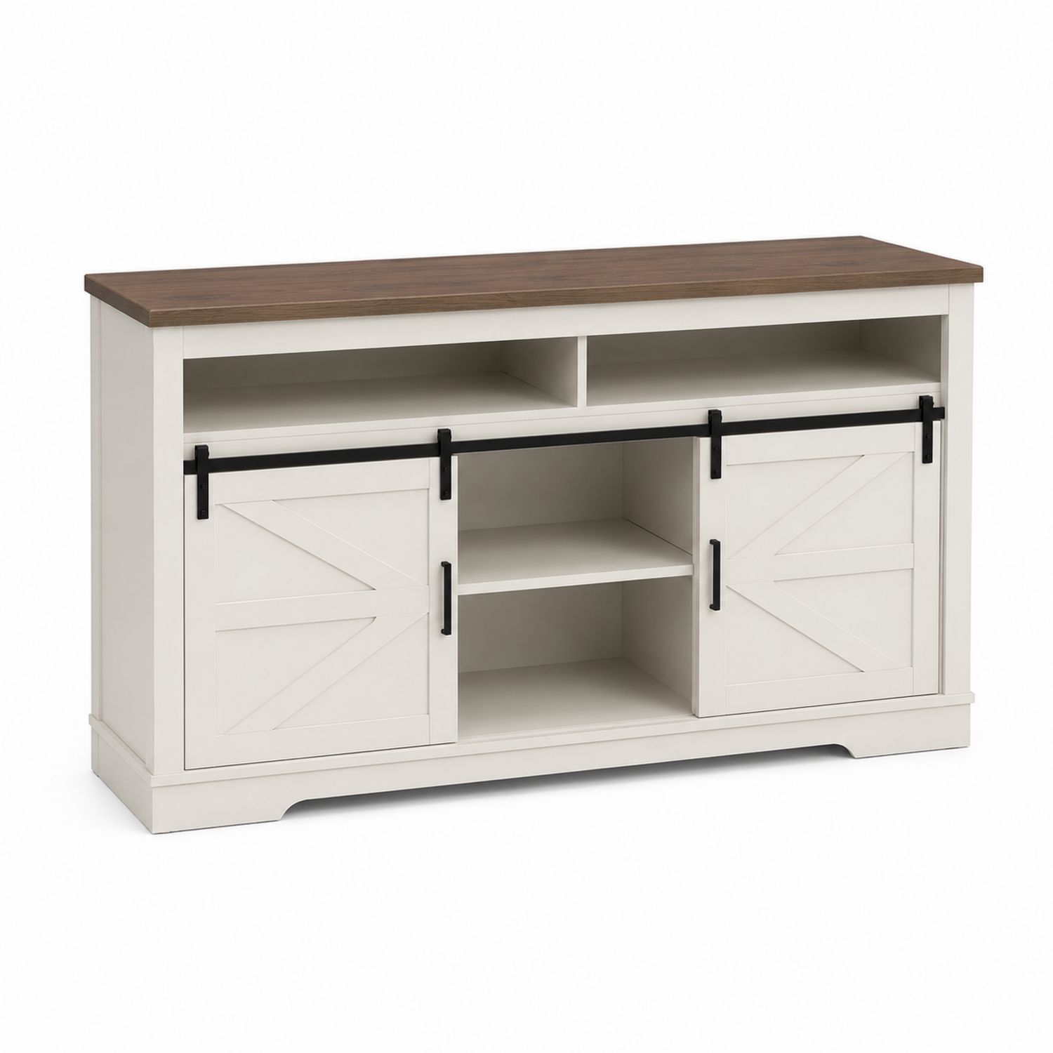 Meuble TV en MDF avec Portes Coulissantes Blanches, 120 cm-Xeltrivare
